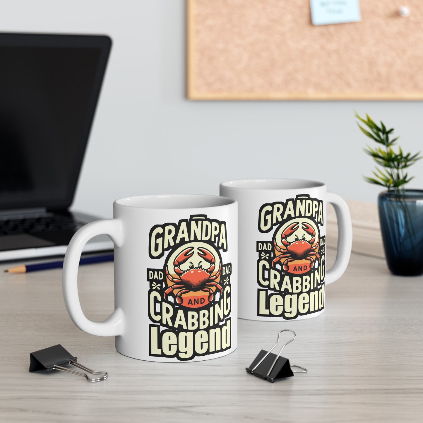 Grandpa, Dad, and Crabbing Legend - Crab Mug for Coffee 11oz. Crab Cup, White ceramic, Crabbing Mug, Crustacean Tea Cup - Crab Gift