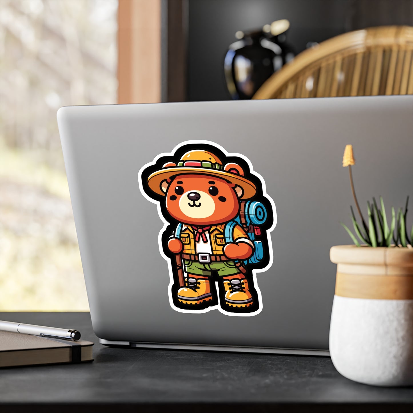 Hiking Bear - Bear Sticker for Car Window Laptop Sticker. Water Bottle Sticker, Vinyl Hiking Decal, Adventure Sticker - Bear Gift
