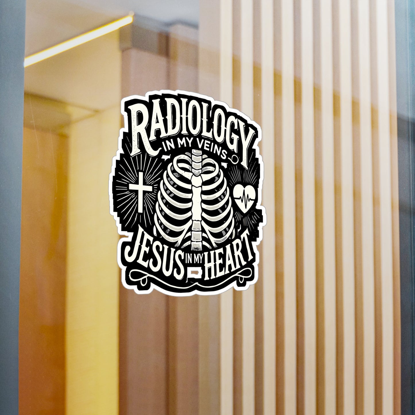 Radiology In My Veins Jesus In My Heart - Radiology Sticker for Laptop Sticker. Water Bottle Sticker, Vinyl Jesus Decal - Radiology Gift