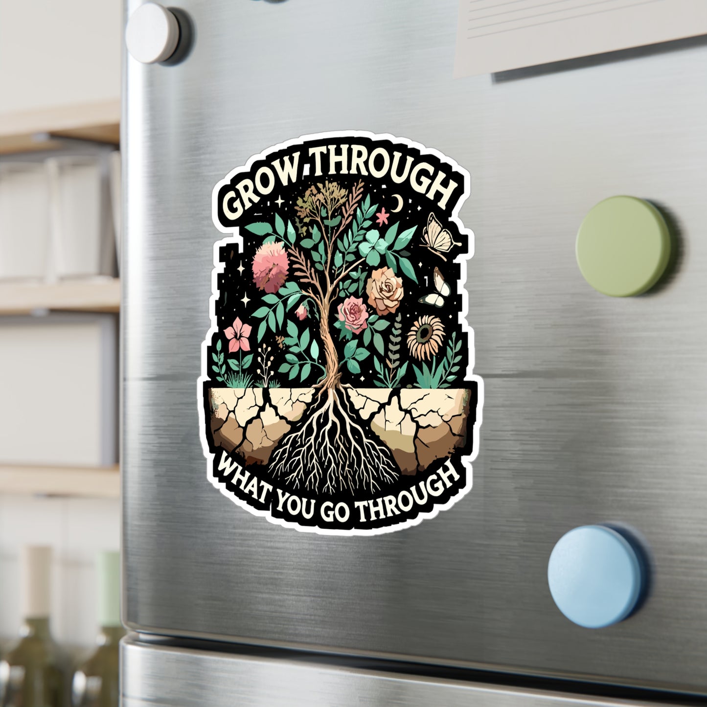 Grow Through What You Go Through - Empowerment Sticker for Laptop Sticker. Water Bottle Sticker, Vinyl Growth Decal - Empowerment Gift
