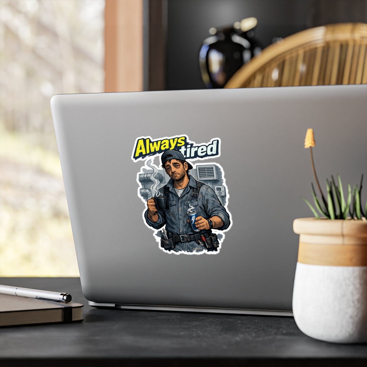 HVAC technician Sticker Always tired Funny HVAC Wife, Waterproof Vinyl sticker decals for Laptop Water Bottle