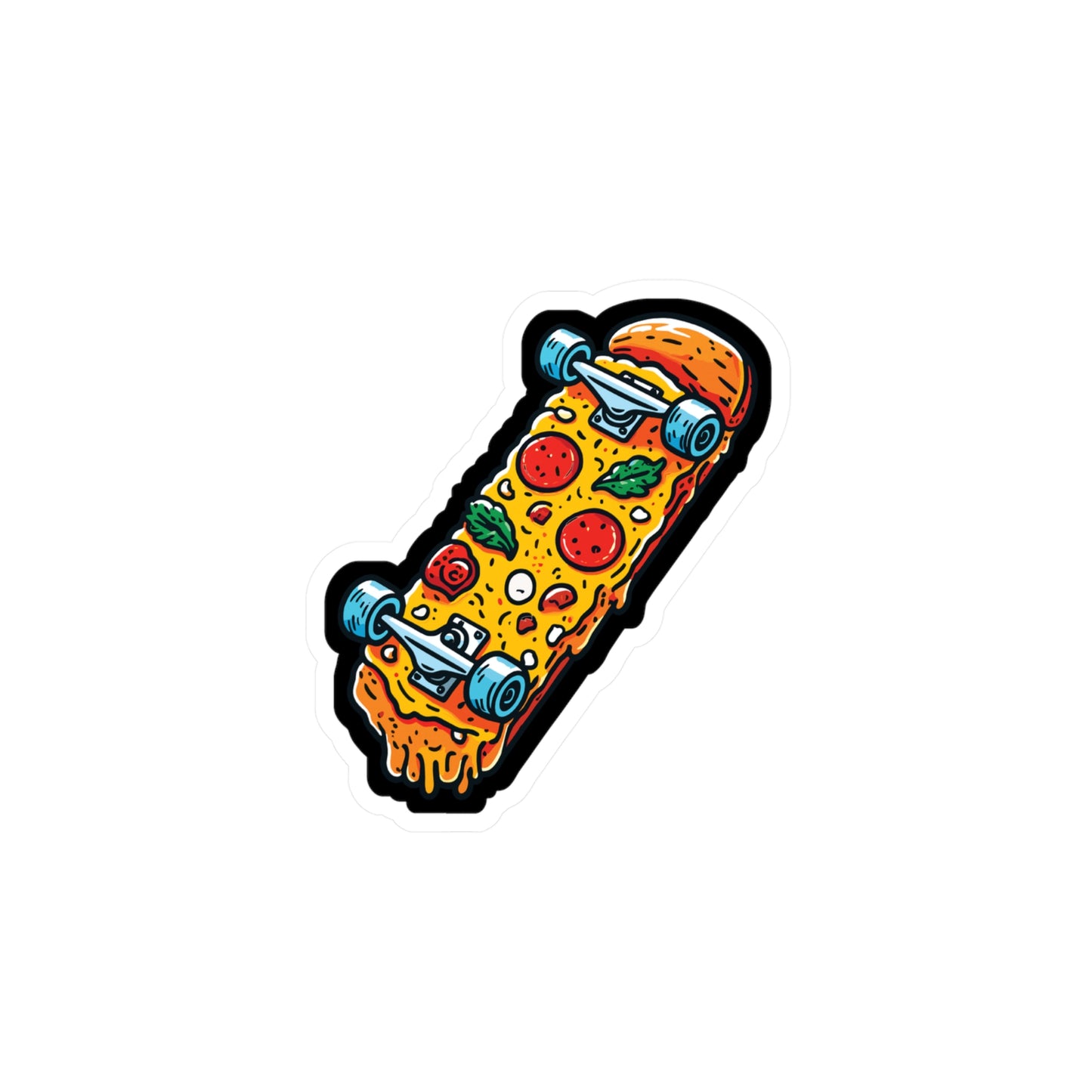 Pizza Skateboard - Skateboarding Sticker for Laptop Sticker. Water Bottle Sticker, Vinyl Skateboarder Decal - Skateboarding Gift