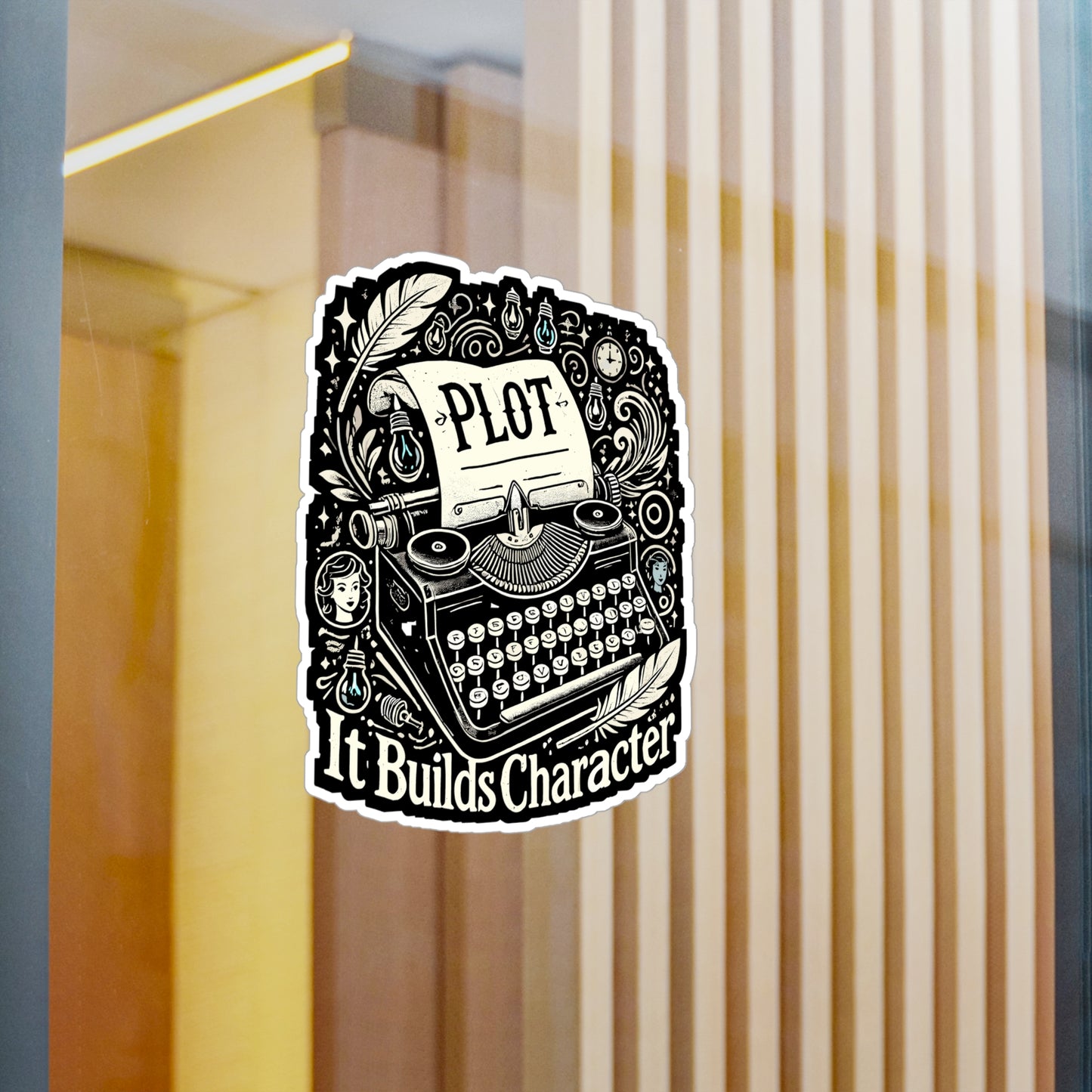 Plot It Builds Character - Writer Sticker for Laptop Sticker. Water Bottle Sticker, Vinyl Content writer Decal - Writer Gift