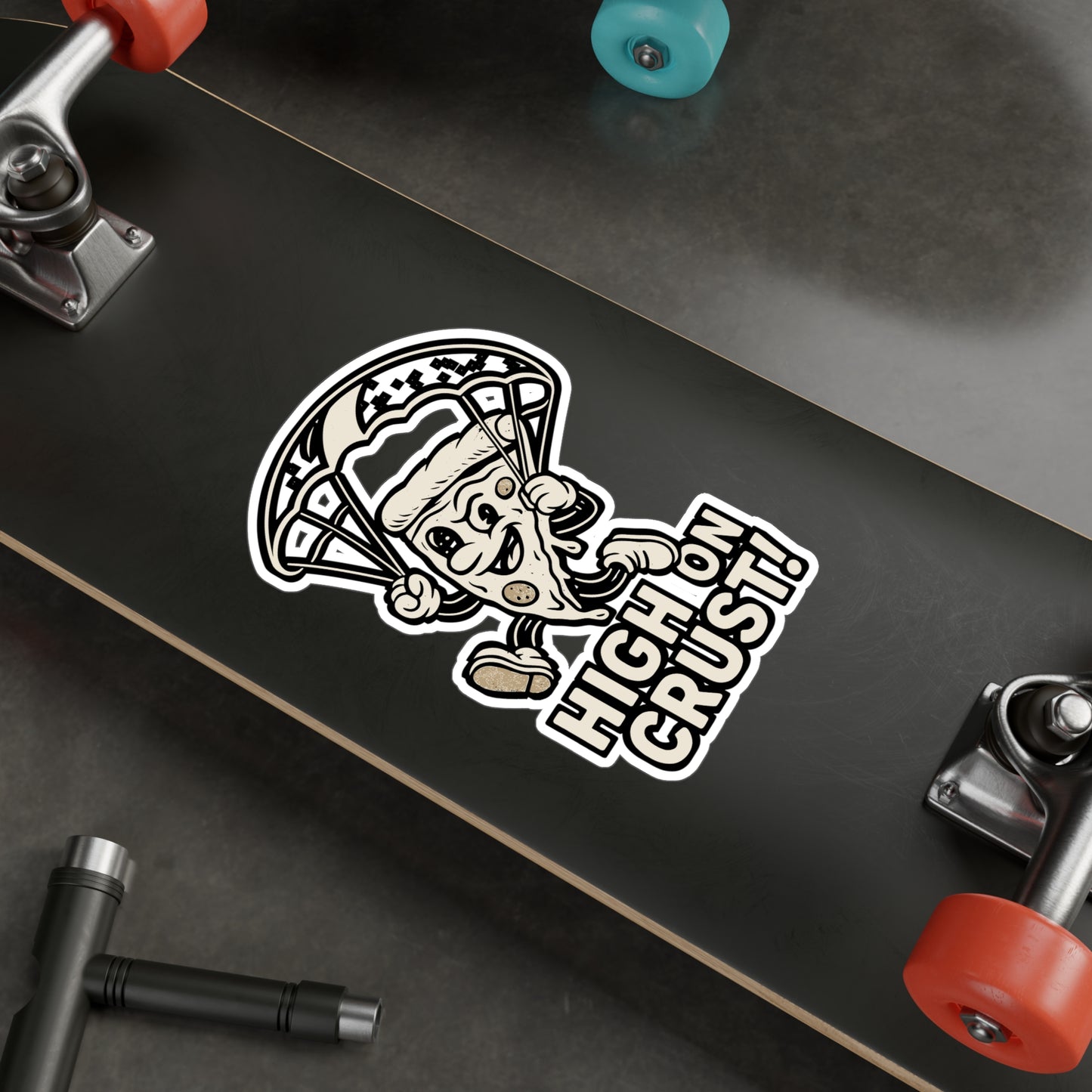 High on crust - Parachuting Sticker for Laptop, Water Bottle - Funny Gift for Skydivers, Adventure Lovers