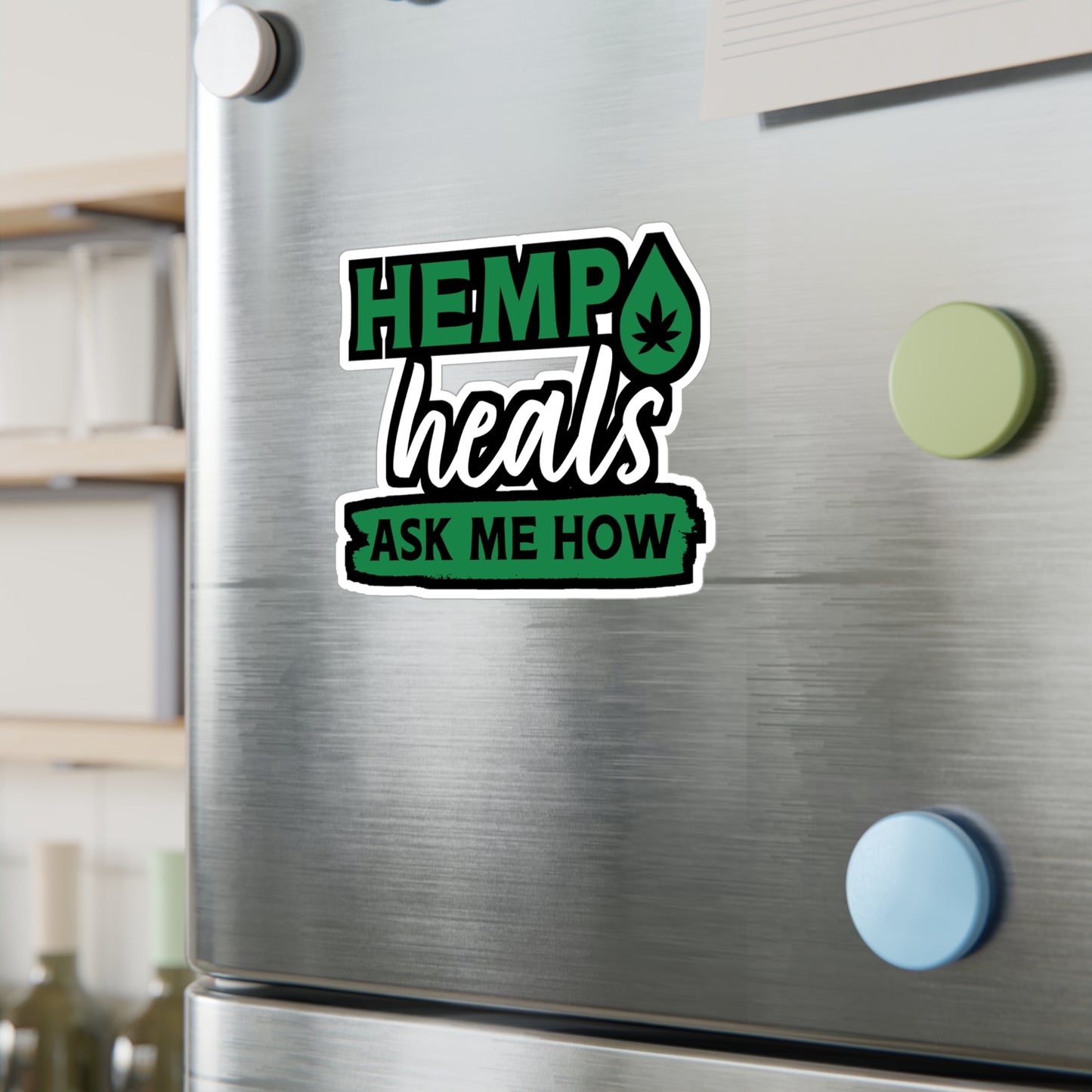 Hemp Heals Ask Me How - Cbd-oil Sticker for Laptop Sticker. Water Bottle Sticker, Vinyl Cbd Decal - Cbd-oil Gift