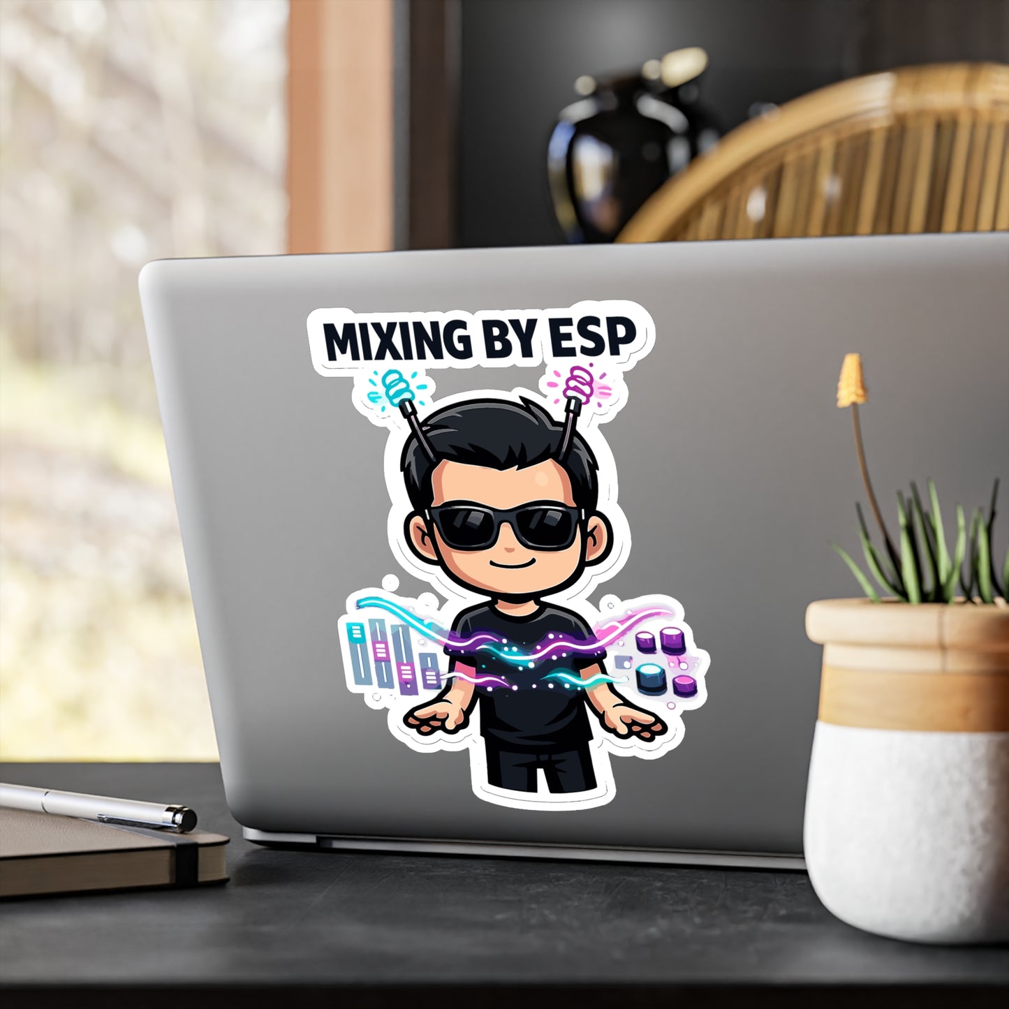 Audio Engineer Sticker Mixing by ESP Vinyl Waterproof decals for Laptop Water Bottle Monitor Sound Engineer Audio Technician