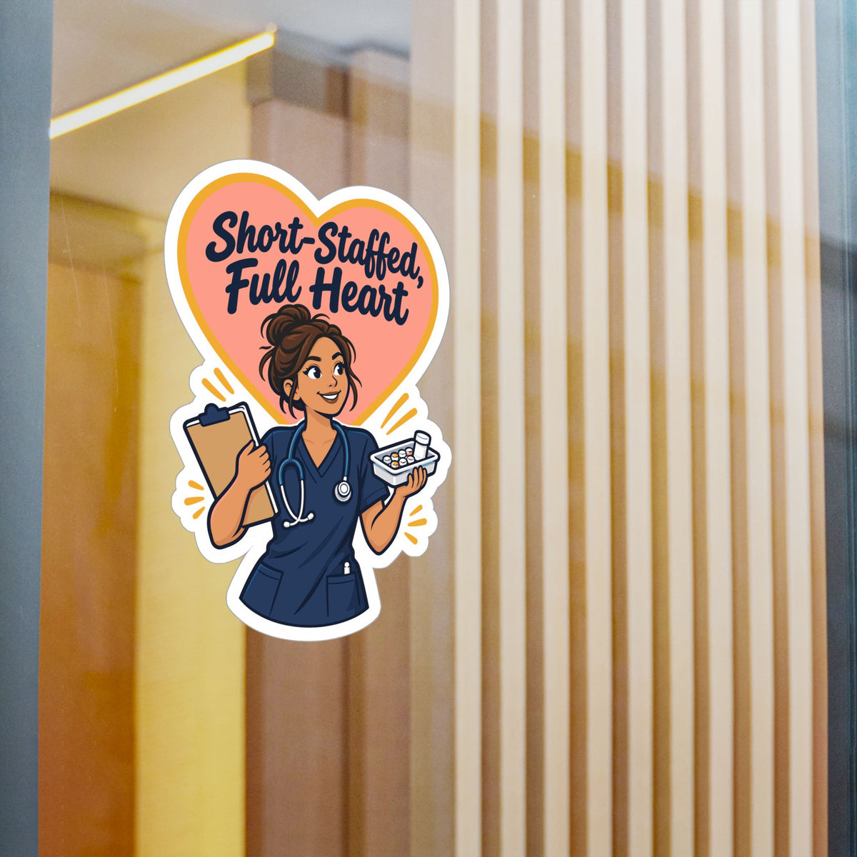 Nurse Sticker “Short-Staffed, Full Heart” Vinyl Decals for Laptop, Water Bottle, Nursing Student Gift