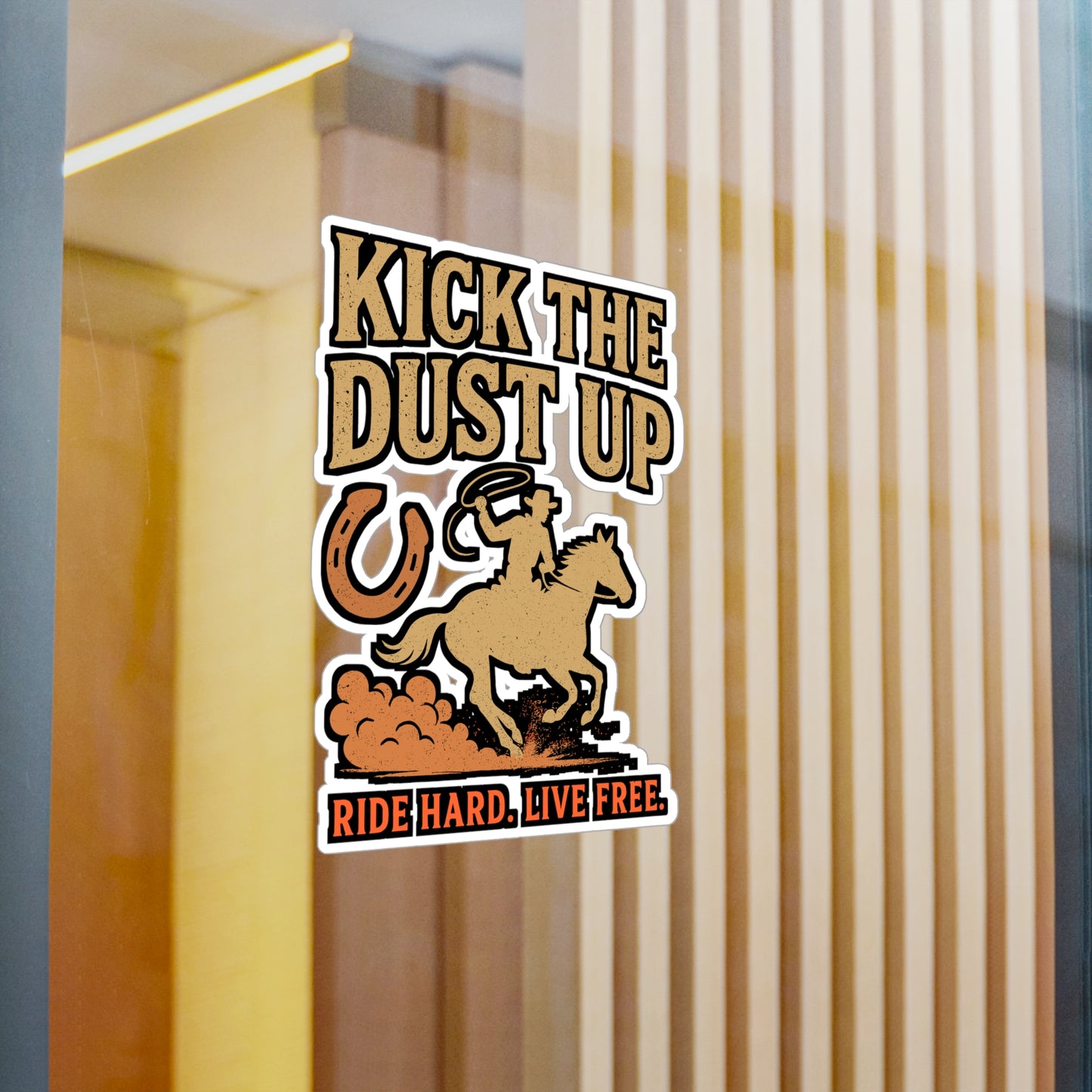 Kick The Dust Up – Cowboy Sticker for Car, Laptop, or Water Bottle | Western Vinyl Decal, Rodeo & Country Gift