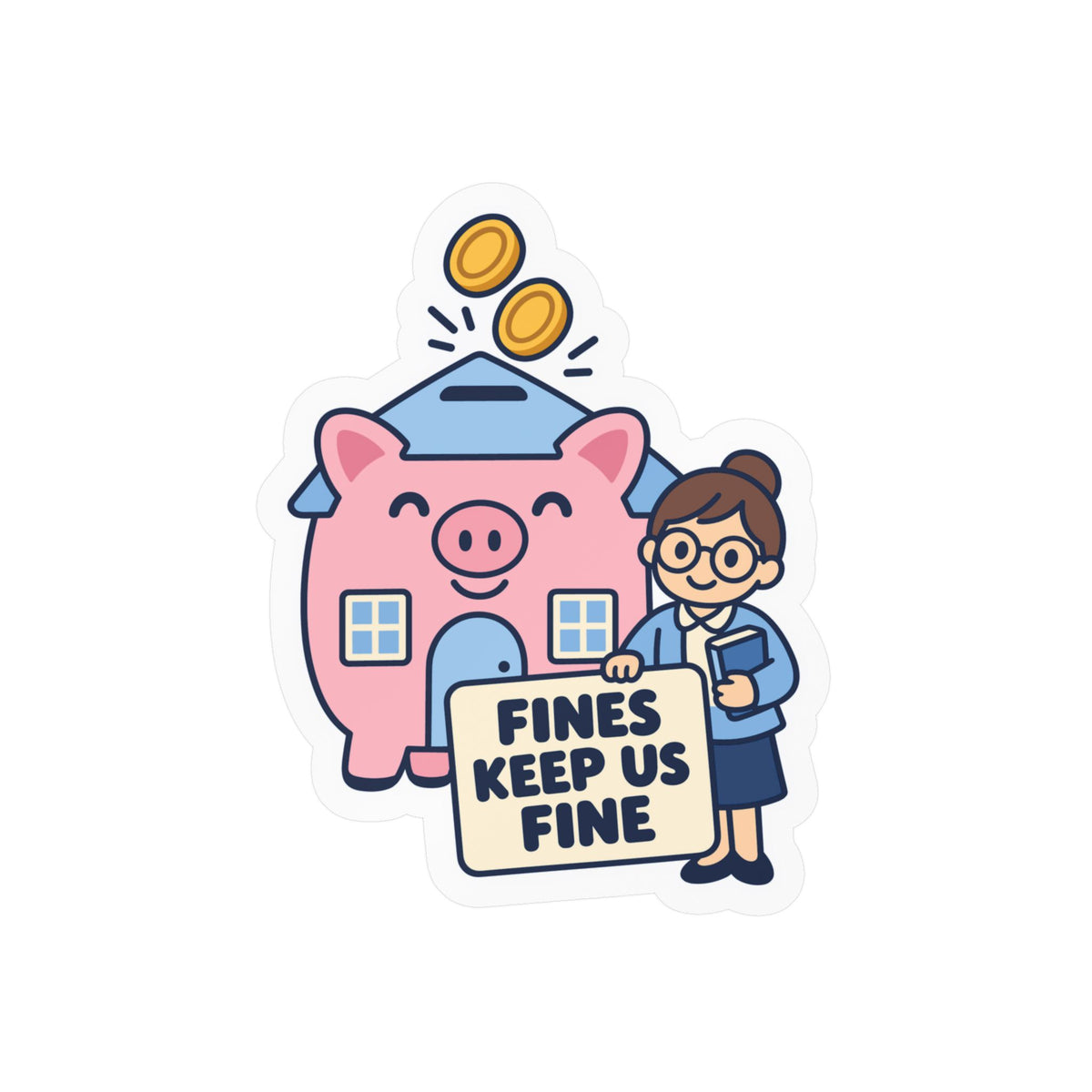 Librarian Sticker - Fines Keep Us Fine, Fabulous Magical Unicorn Decals for Laptop and Water Bottle