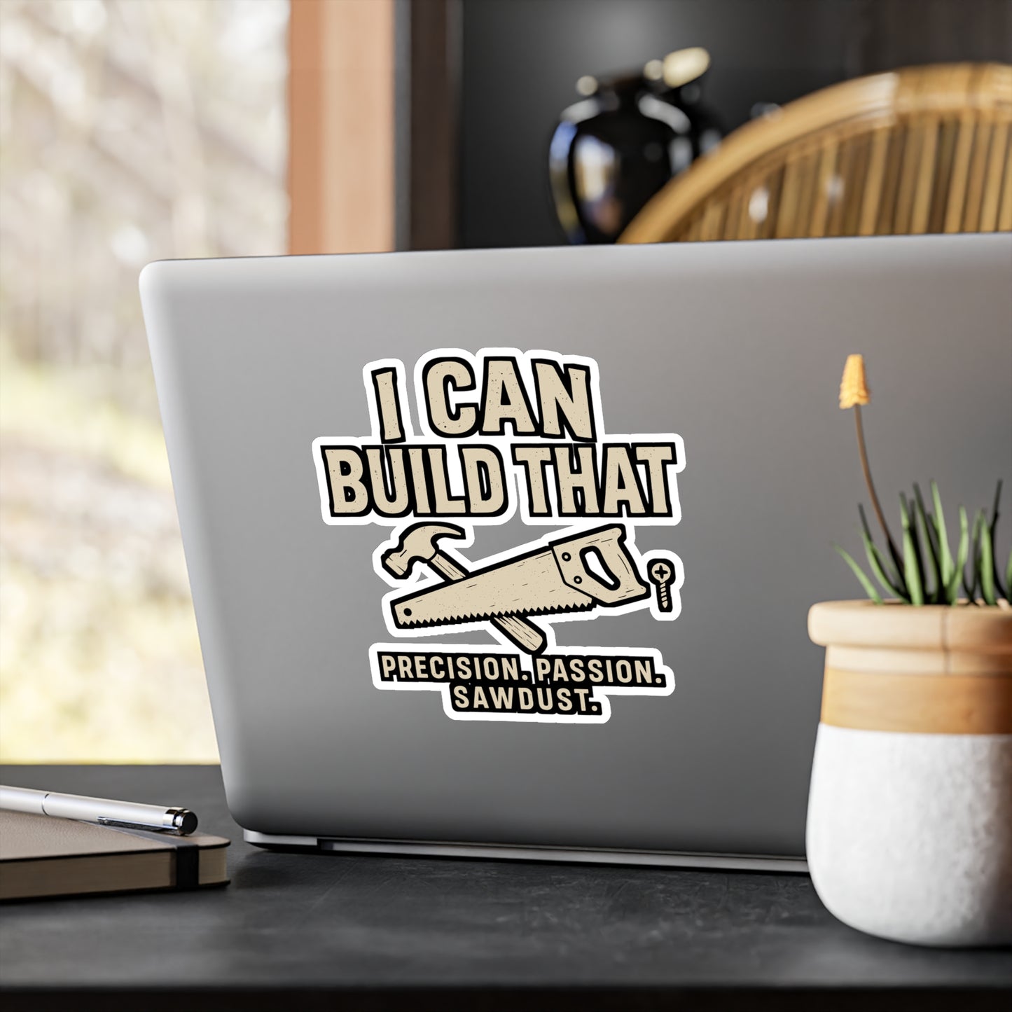 I Can Build That – Carpenter Sticker for Laptop or Water Bottle | Vinyl Hammer Decal, Funny Woodworker Gift