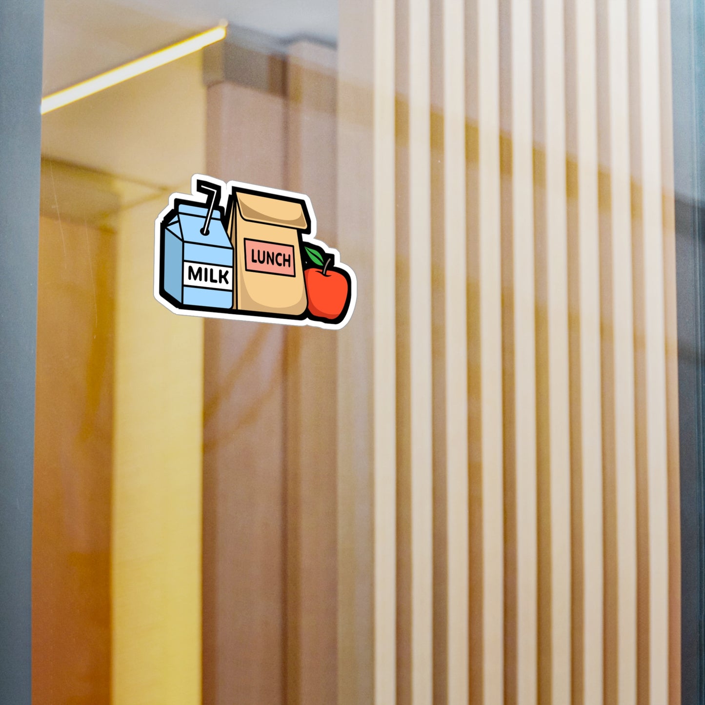 Lunch Milk Apple - Cafeteria Sticker for Laptop Sticker. Water Bottle Sticker, Vinyl Feeding Decal - Cafeteria Gift