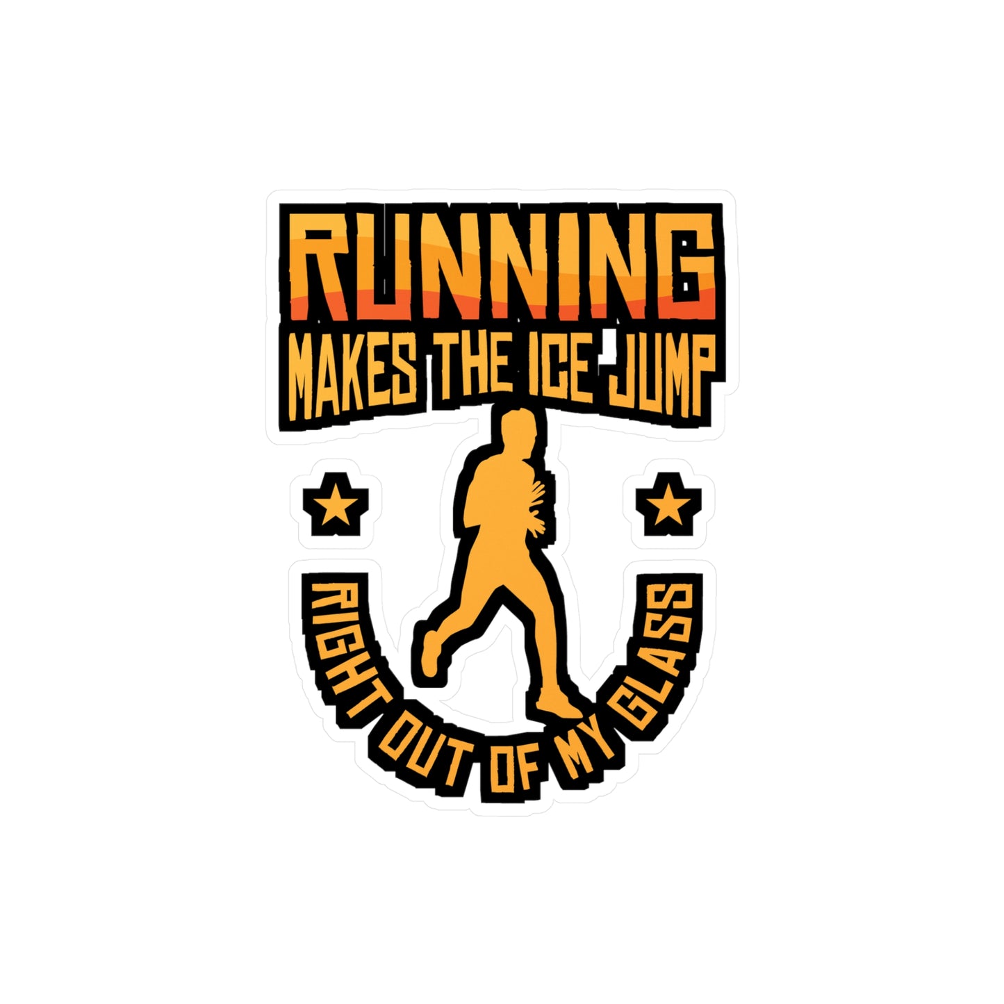Running Makes The Ice Jump - Marathon Sticker for Laptop Sticker. Water Bottle Sticker, Vinyl Running Decal - Marathon Gift