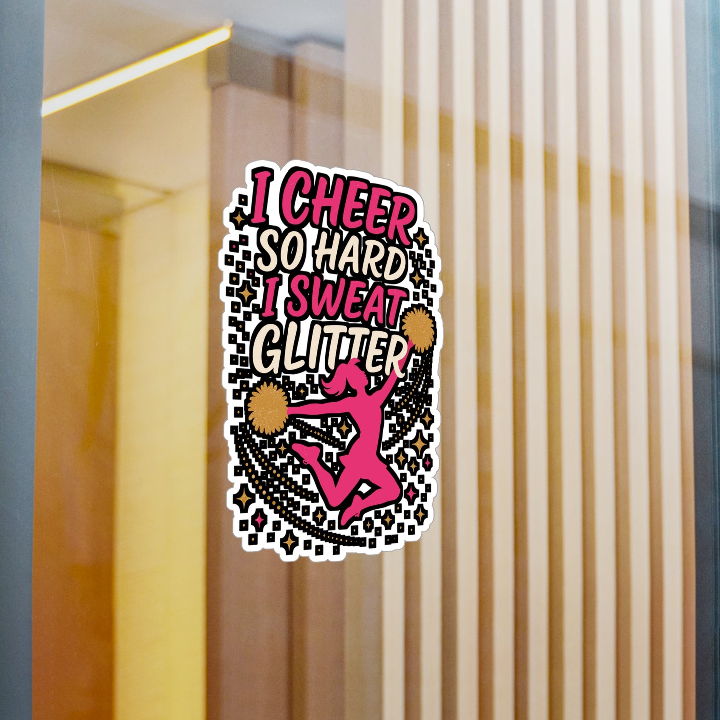 I Cheer So Hard I Sweat Glitter – Cheerleader Sticker for Laptop or Water Bottle | Vinyl Stadium Decal, Cheer Coach Gift