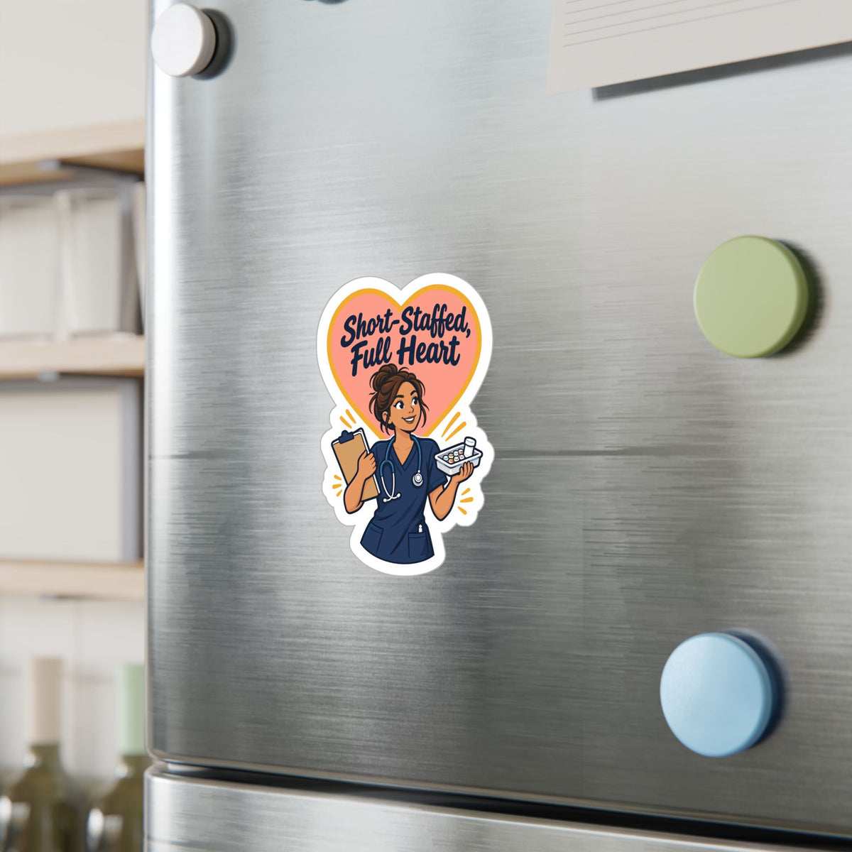 Nurse Sticker “Short-Staffed, Full Heart” Vinyl Decals for Laptop, Water Bottle, Nursing Student Gift