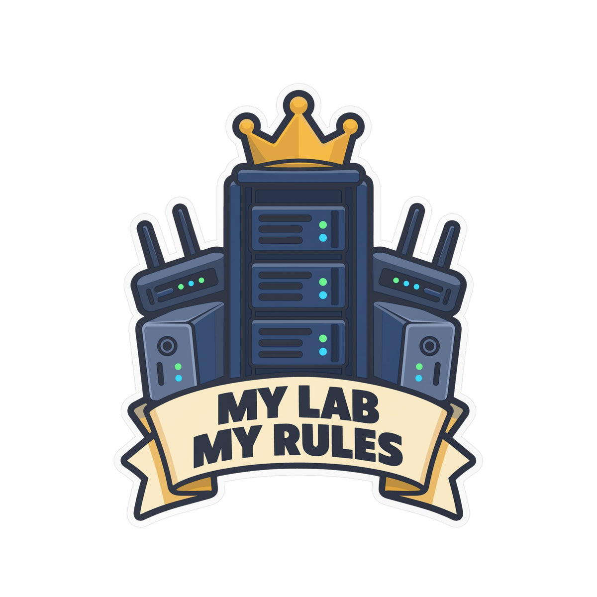 tech Sticker - My Lab My Rules, Reboot Button and Bandage Design for Laptop and Water Bottle Decals
