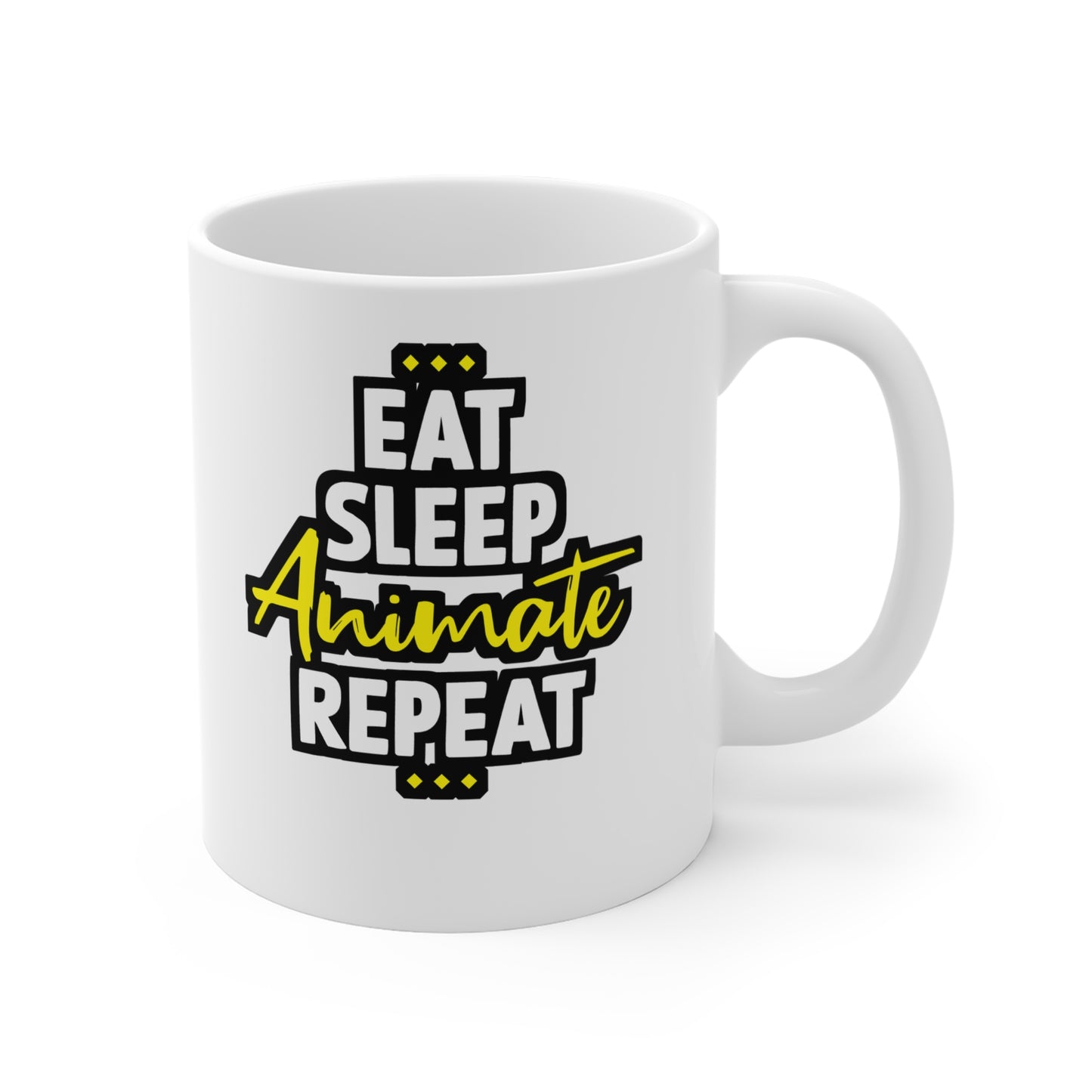 Eat Sleep Animate Repeat - Animation Mug for Coffee 11oz. Animation Cup, White ceramic, Animator Mug - Animation Gift