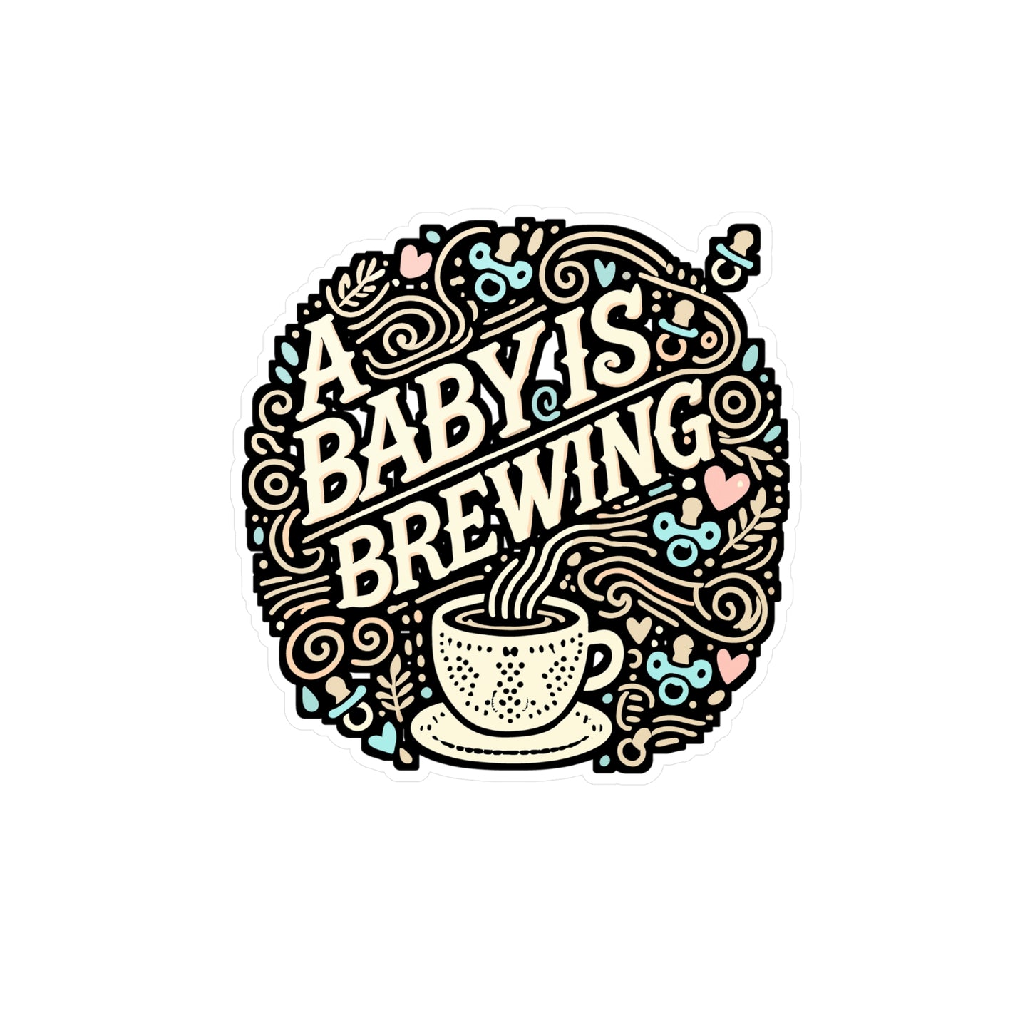 A Baby Is Brewing – Vinyl Pregnancy Announcement Sticker for Laptop & Water Bottle | Cute Pregnancy Gift