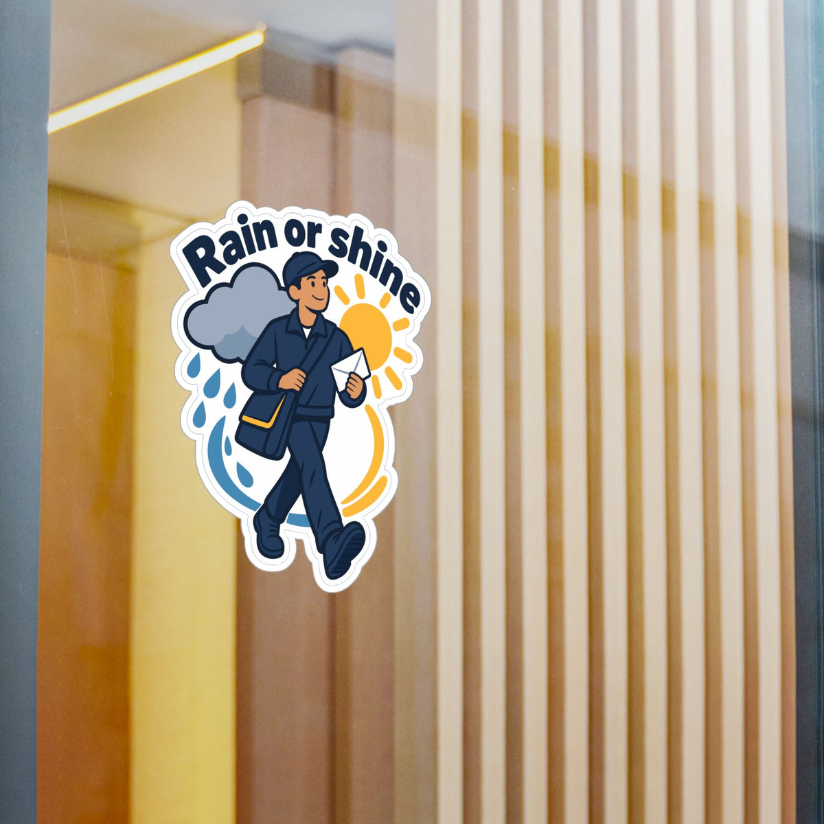 Postal Worker Sticker Rain or Shine Decals for Rural Carrier Mailbox, Waterproof Vinyl for Laptop and Water Bottle