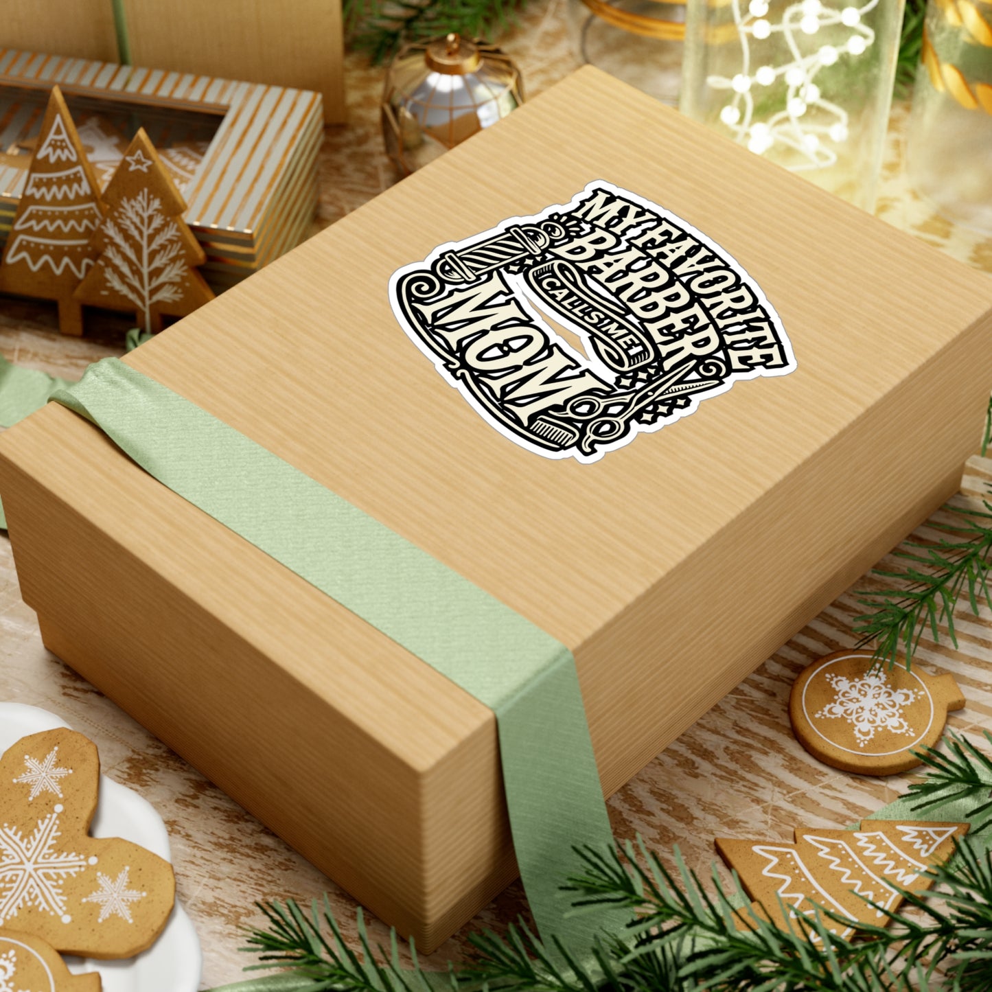 My Favorite Barber Calls Me Mom – Funny Barber Sticker for Laptop or Water Bottle | Hairdresser Gift for Moms