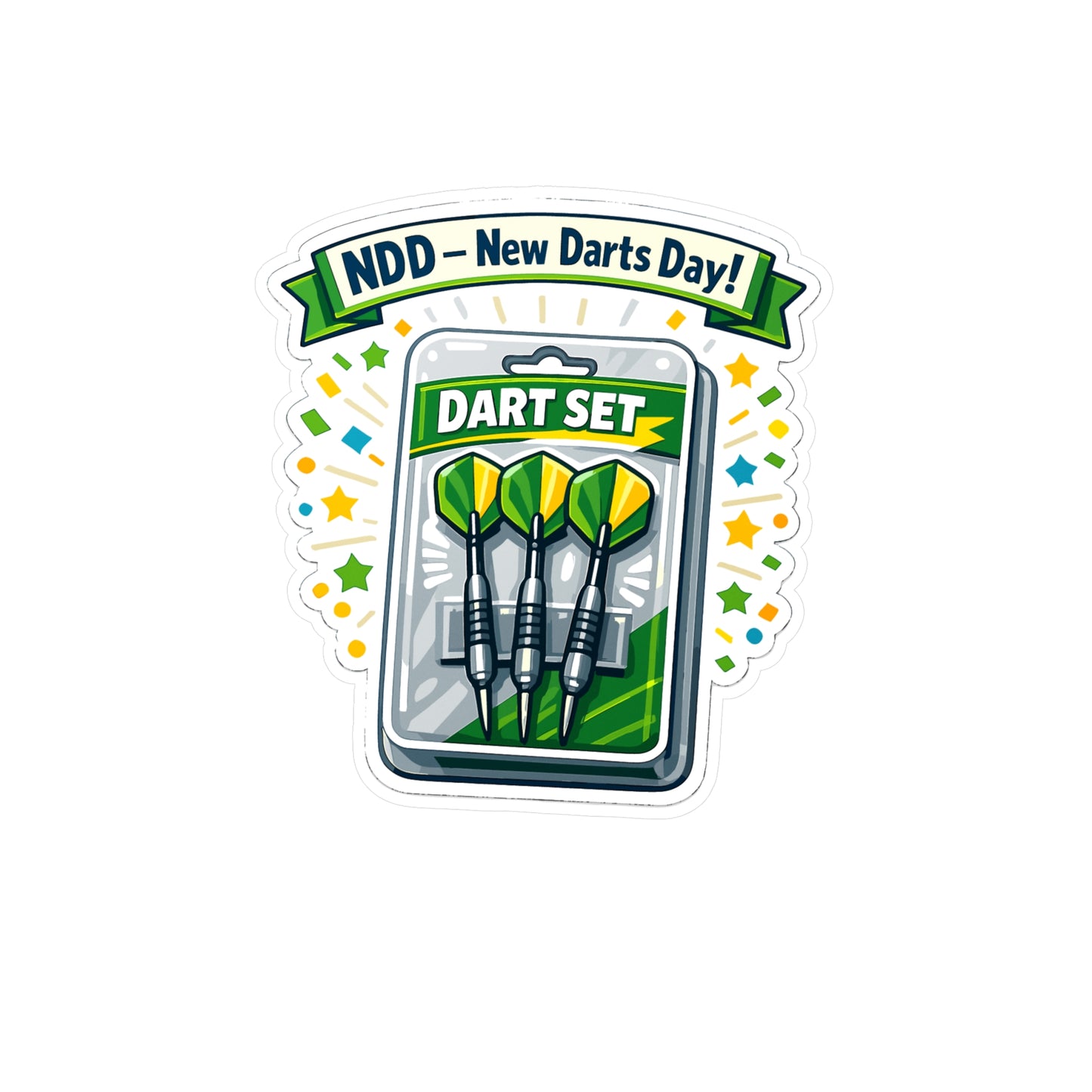 Dart Sticker NDD – New Darts Day! Funny Drinking Team Design, Vinyl Waterproof Decals for Laptop, Water Bottle, Dartboard Arrow Fans