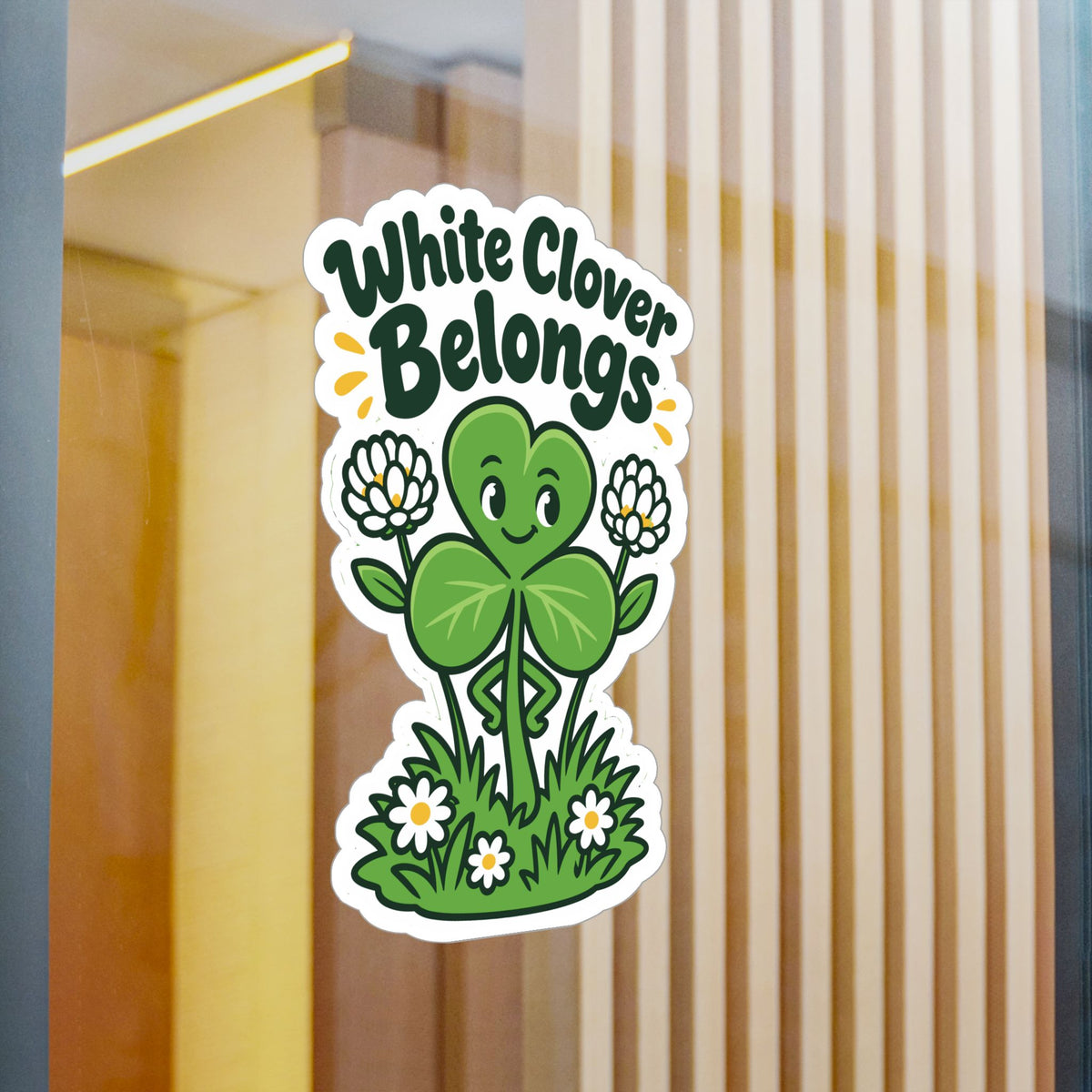 Plants Sticker – White Clover Belongs, Clover and Dandelion Decals Inspired by Nature and Friendship for Laptop or Water Bottle