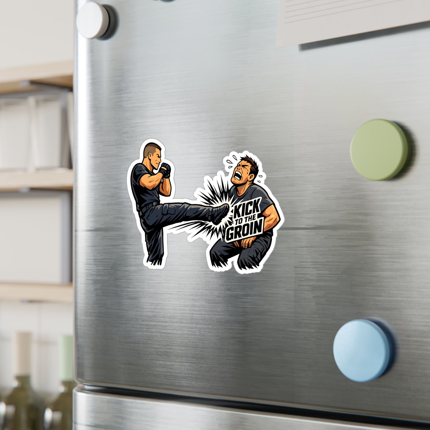 Krav Maga Sticker Kick to the Groin Design – Waterproof Vinyl sticker decals for Laptop, Water Bottle, Martial Arts Self Defense Fitness