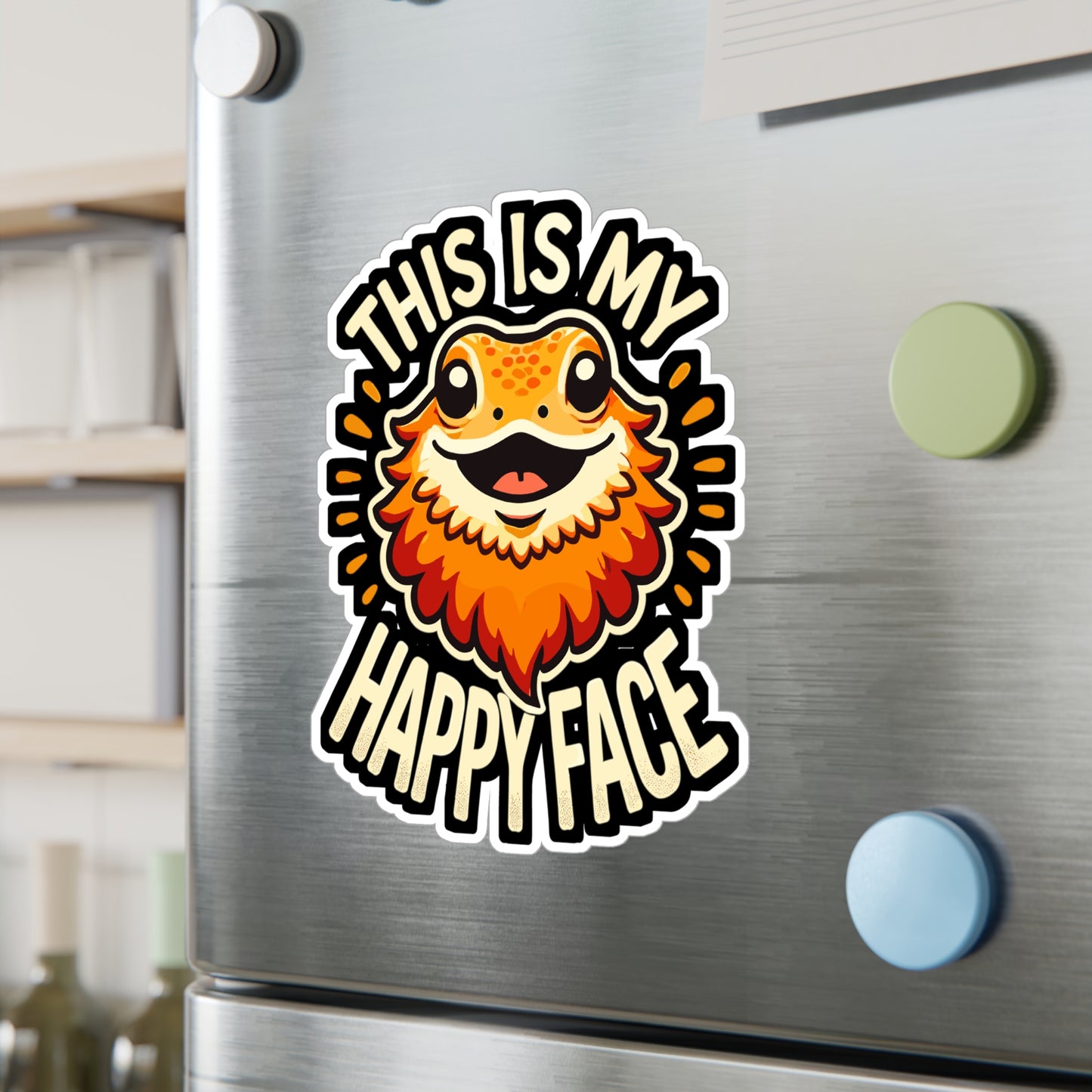 This Is My Happy Face - Lizards Sticker for Laptop Sticker. Water Bottle Sticker, Vinyl Beardies Decal - Lizards Gift