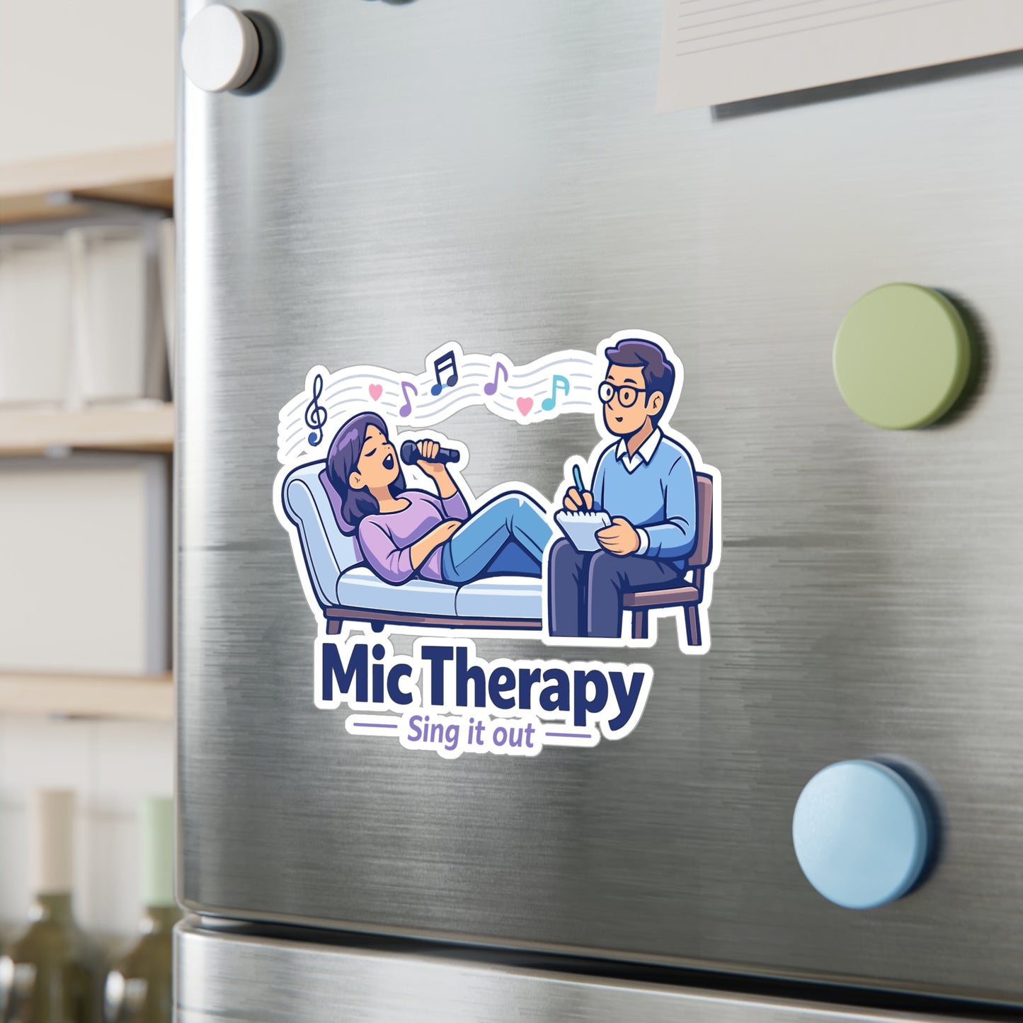 Karaoke Sticker Mic Therapy Music Humor Vinyl Waterproof Decals for Laptop Water Bottle Fun Beer Booze Party