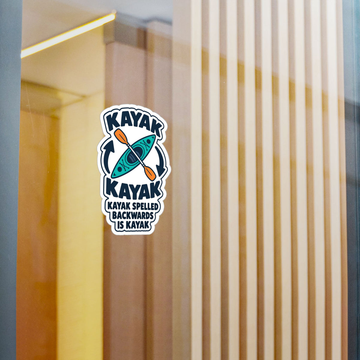 Kayak Sticker - Spelled Backwards Is Kayak, Funny Kayaking and Rowing Decals for Any Kayaker, Laptop or Water Bottle