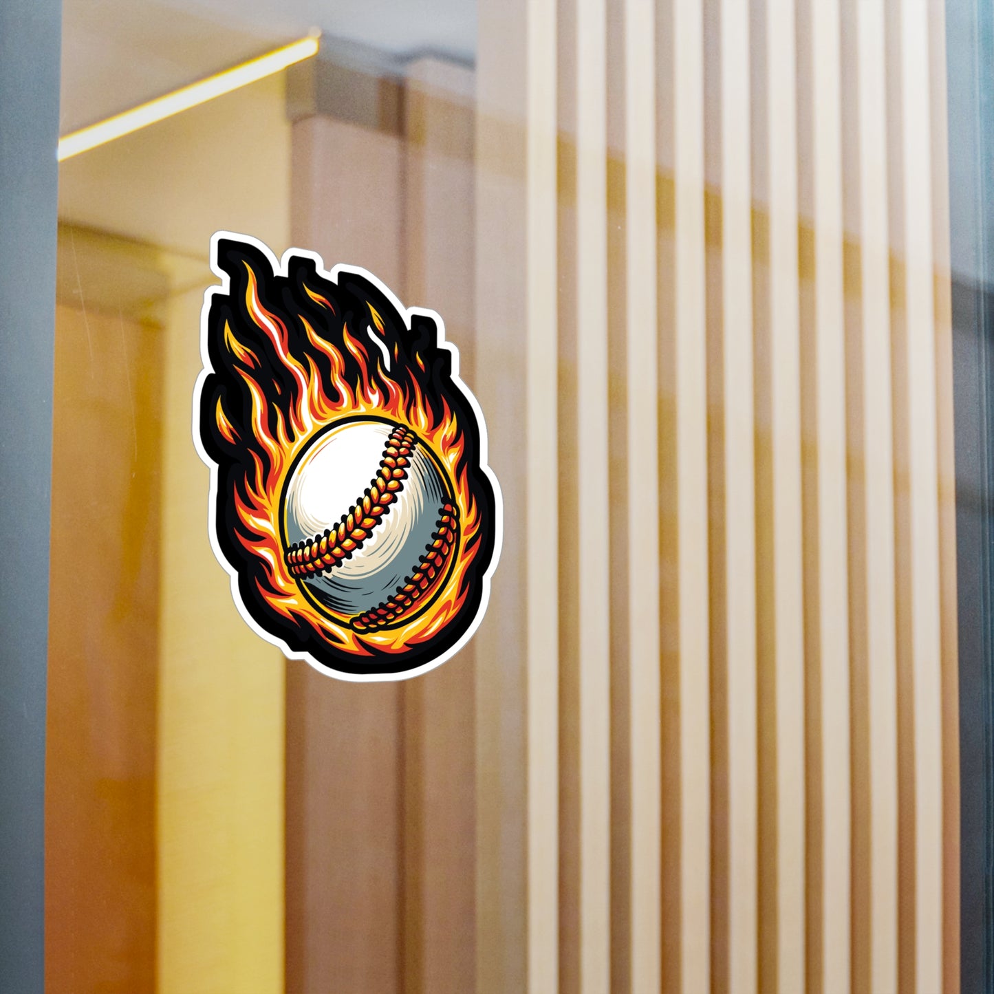 Fire Baseball - Baseball Sticker for Car Window Laptop Sticker. Water Bottle Sticker, Vinyl Player Decal, Sports Sticker - Baseball Gift