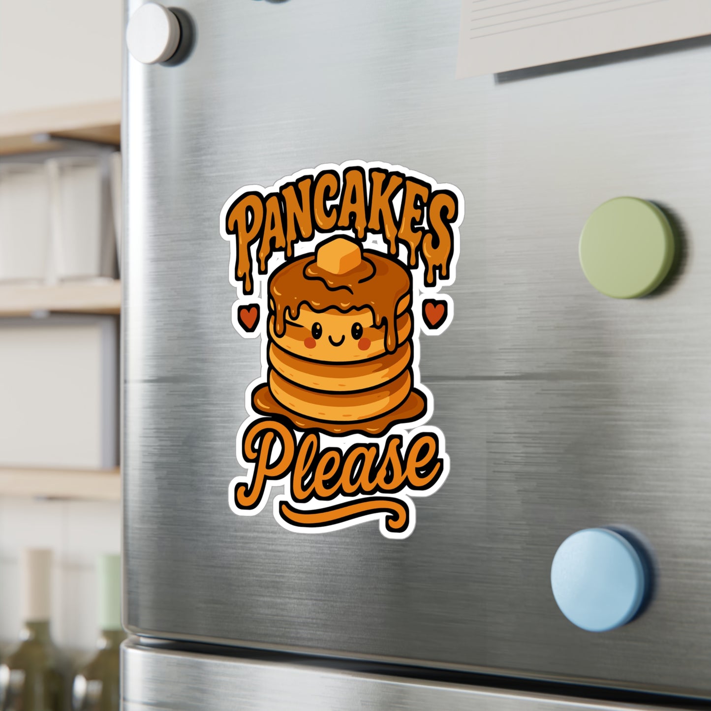 Pancakes Please - Pancakes Sticker for Laptop, Water Bottle, Kids & Teens, Cute Breakfast Lover Gift Idea