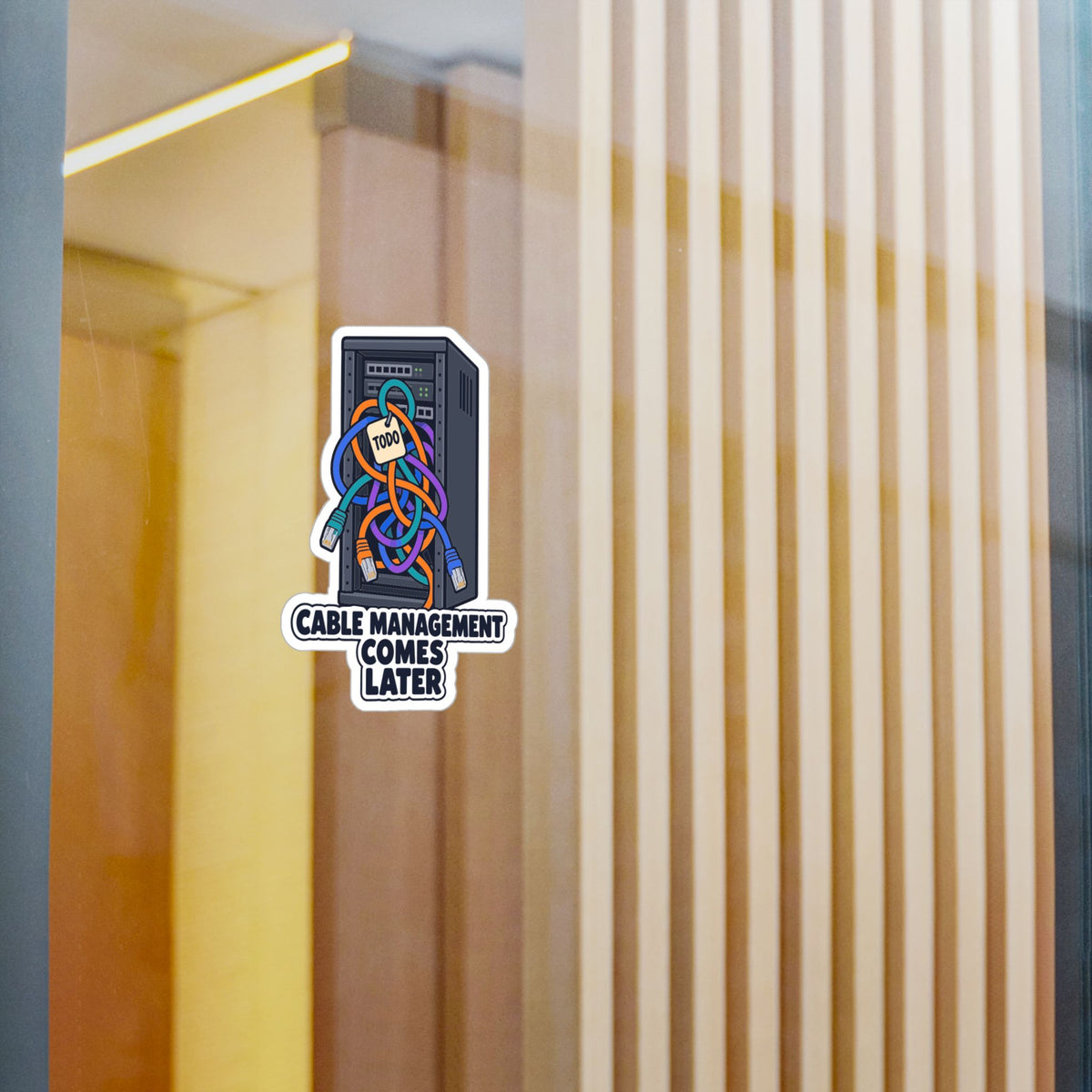 Tech Sticker – Cable Management Comes Later, Funny Reboot Button and Bandage Design Decals for Laptop and Water Bottle