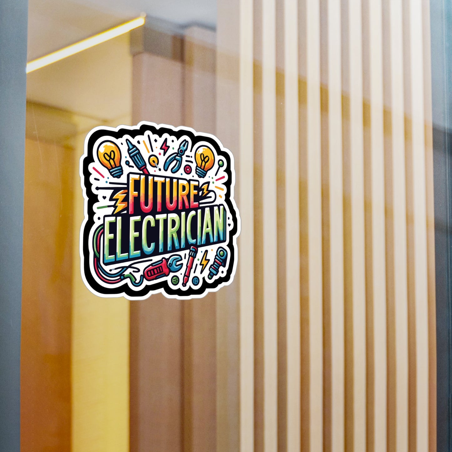 Future Electrician - Electrician Sticker for Laptop Sticker. Water Bottle Sticker, Vinyl Stripper Decal - Electrician Gift