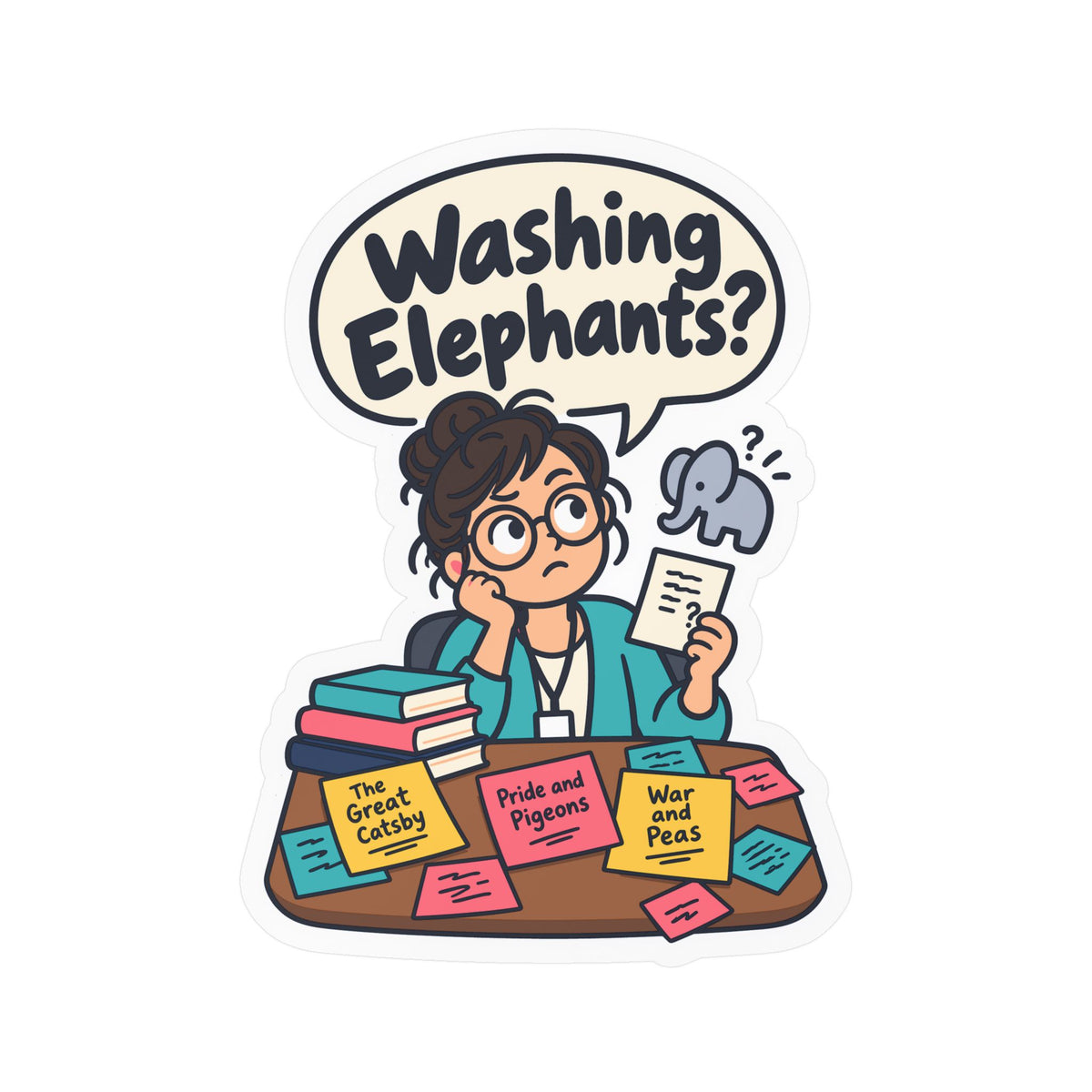 Librarian Sticker - Washing Elephants? Fabulous and Magical Unicorn Decals for Laptop or Water Bottle