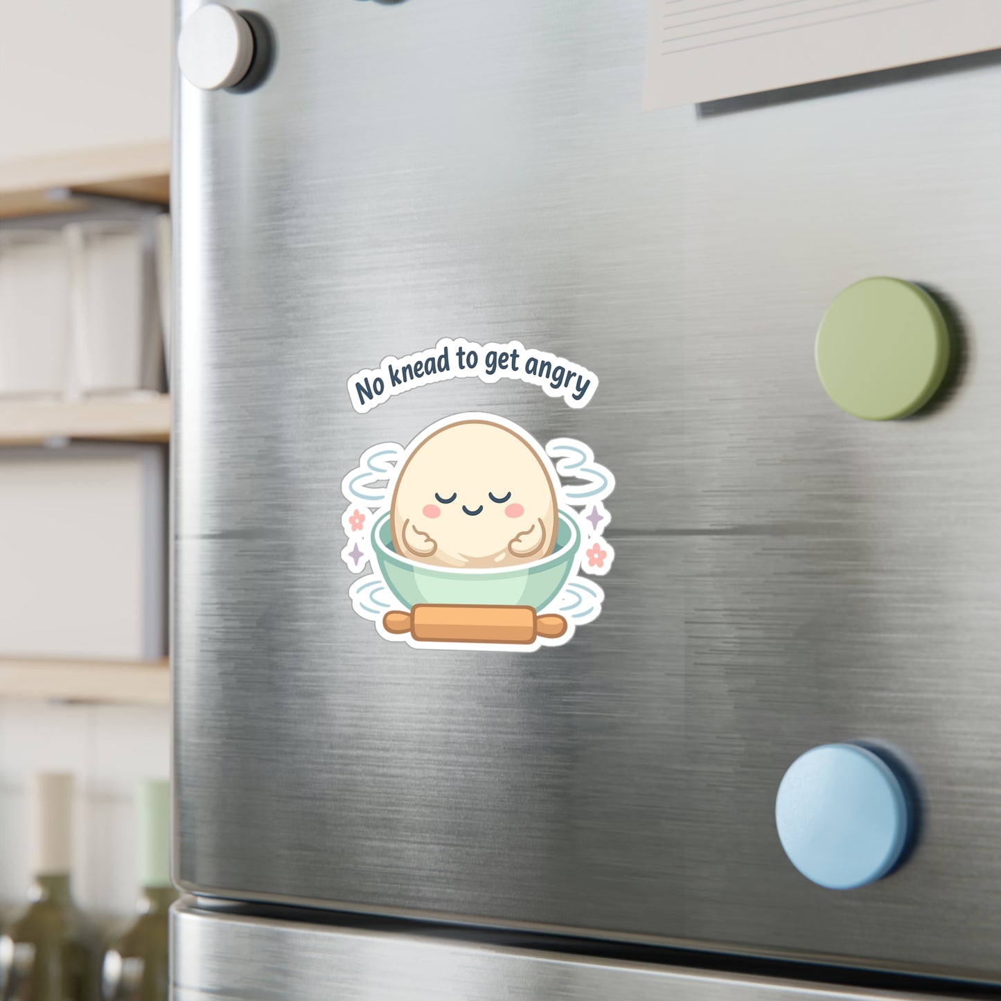 Baking Sticker 'No knead to get angry' funny sourdough baker soggy dough humor waterproof vinyl decals for Laptop Water Bottle