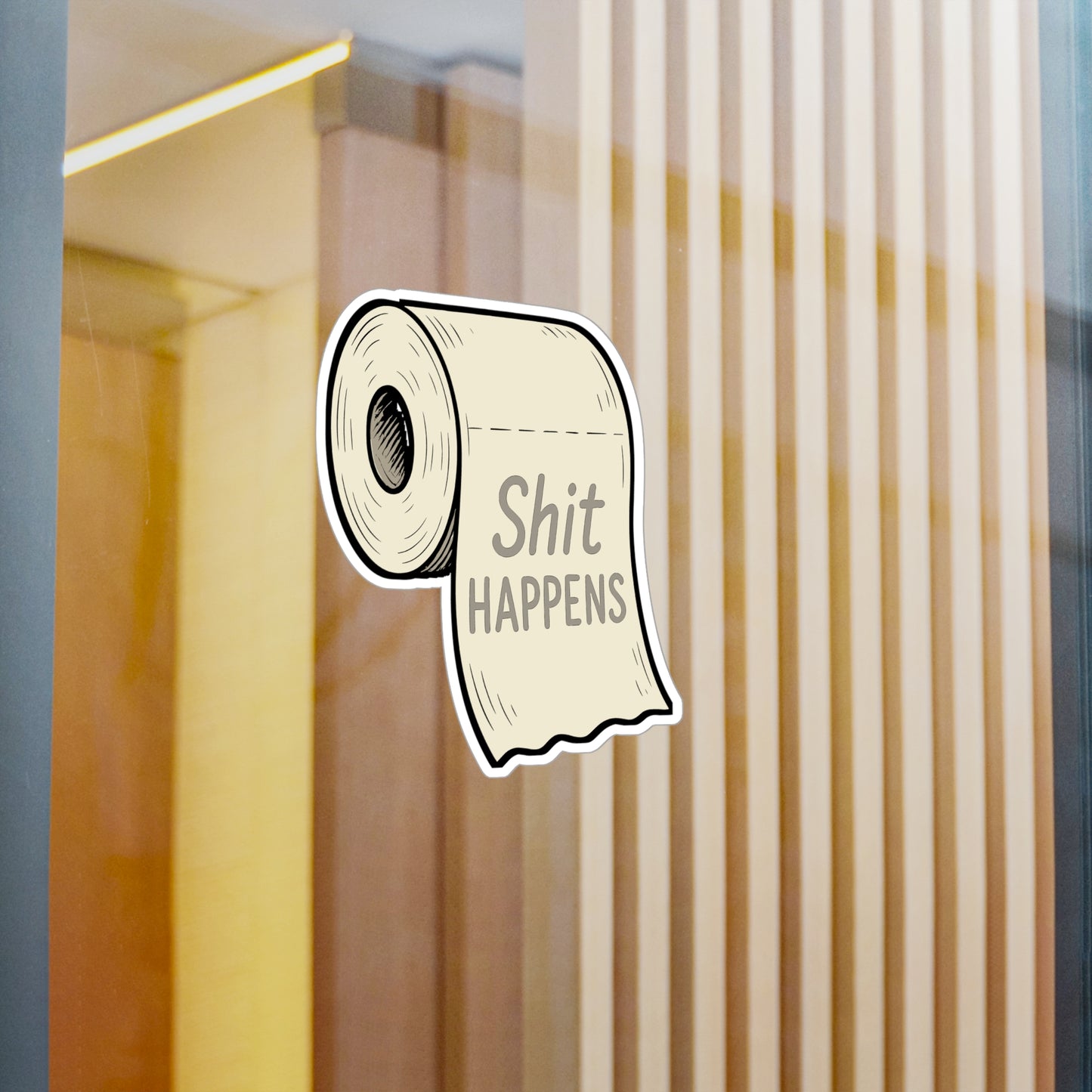 Toilet Sticker "Shit Happens" Decals – Sarcasm & Irony Mishap Vinyl for Bathroom, Laptop, Waterproof Funny Decor