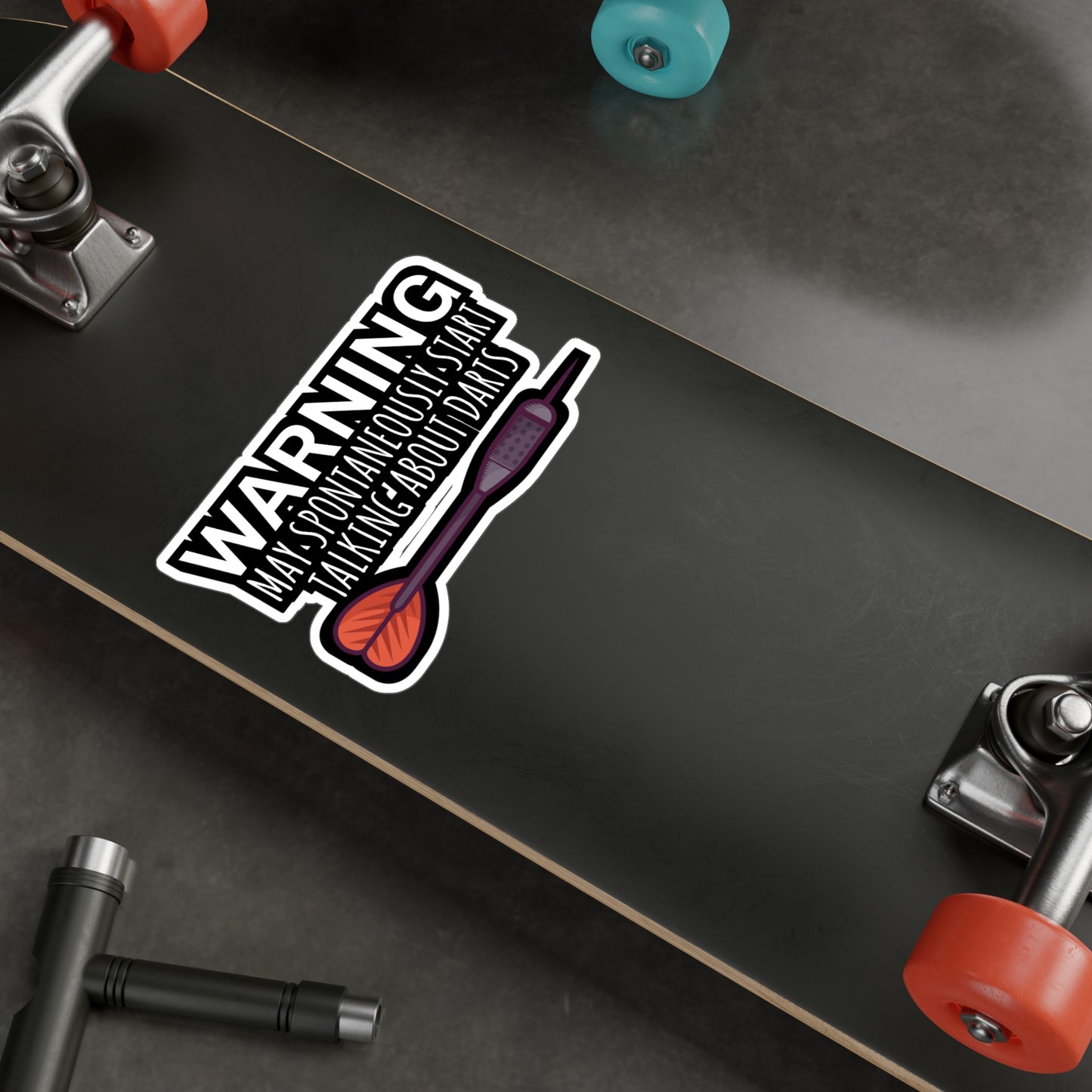 Warning May spontaneously start talking about darts - Darts Sticker for Wall, Laptop, Window, Truck, Car Darts Gift Vinyl Darts Decal Sticker