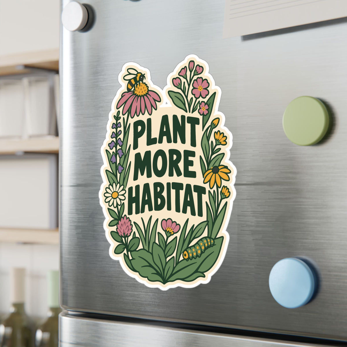 Plants Sticker – Plant More Habitat, Dandelion Decals Celebrating Nature and Friendship for Laptop or Water Bottle