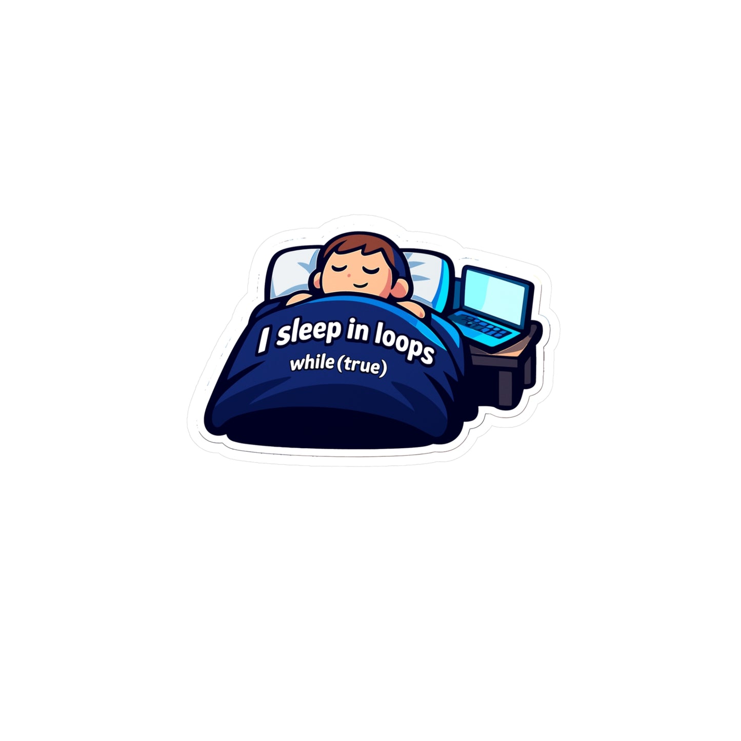 Coding Sticker I Sleep in Loops Funny Programmer Decals, Waterproof Vinyl for Laptop or Water Bottle, Source Code Semicolon Humor