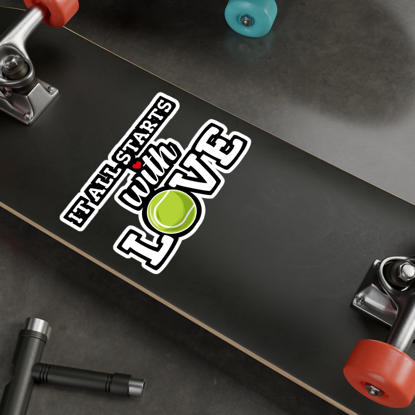 It All Starts With Love - Tennis Sticker for Wall, Laptop, Window, Truck, Car Tennis Gift Vinyl Love Decal Sticker