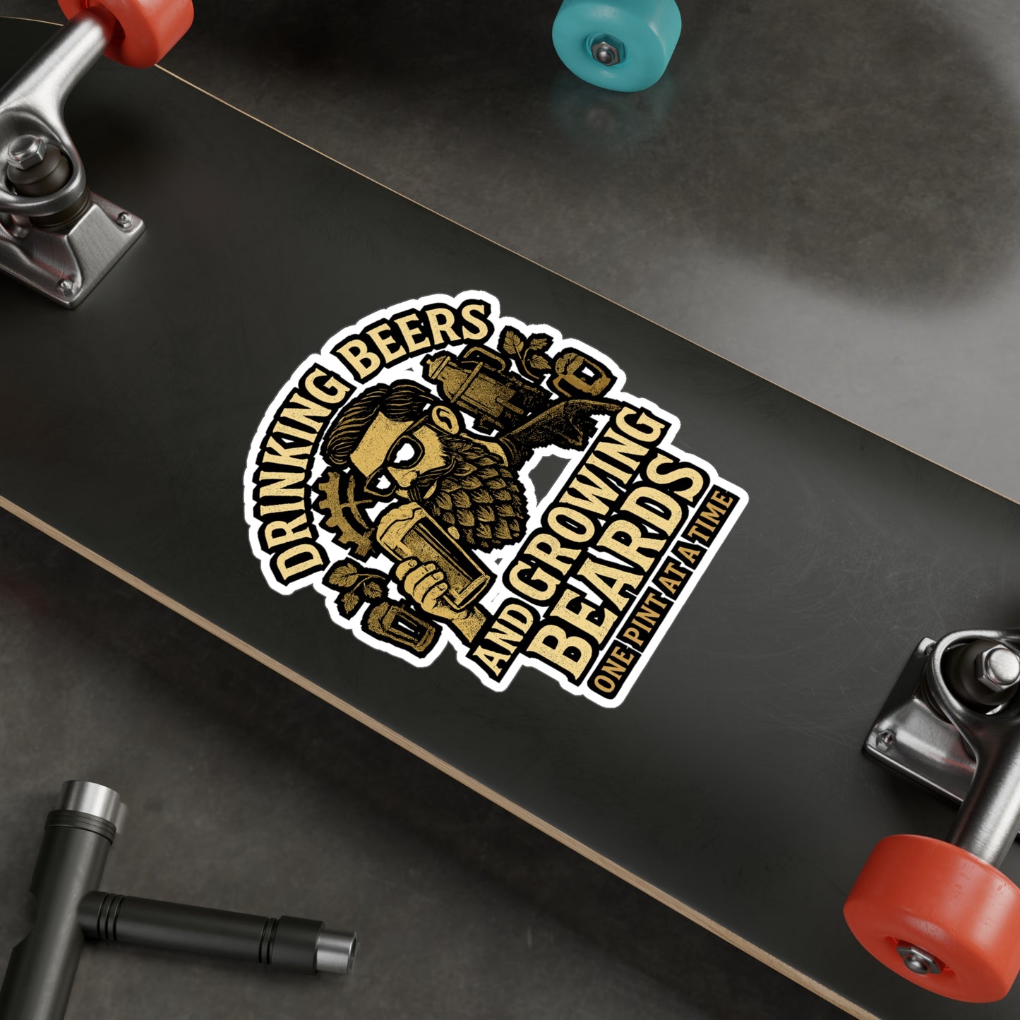 Beer Sticker – "Drinking Beers And Growing Beards" Decals for Laptop, Water Bottle, Waterproof Vinyl, Cheers Liquor Beards Gift