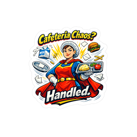 Lunch Lady Sticker Cafeteria Chaos? Handled Funny School Canteen Design, Waterproof Vinyl decals for Laptop, Water Bottle
