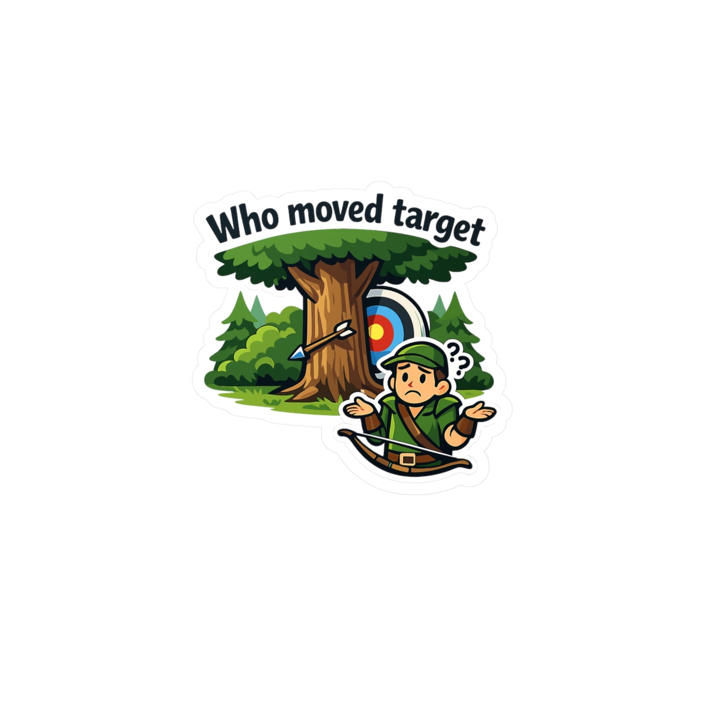 Archery Sticker Who Moved Target Funny Archer Hunting Shoot Vinyl Waterproof Decals for Laptop Water Bottle