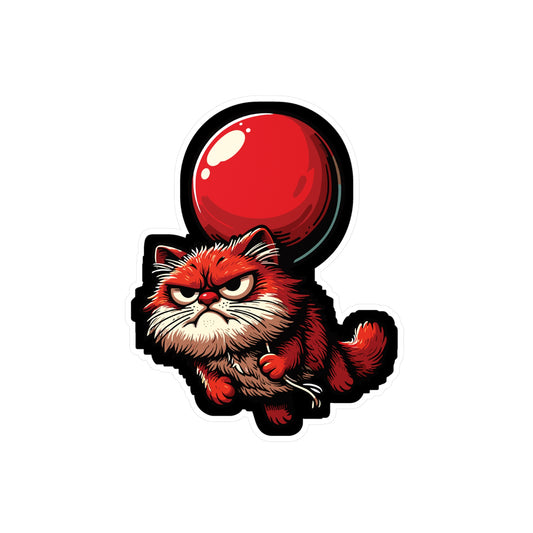 Cat with Balloon - Cat Sticker for Car Window Laptop Sticker. Water Bottle Sticker, Vinyl Balloon Decal, Floating Sticker - Cat Gift