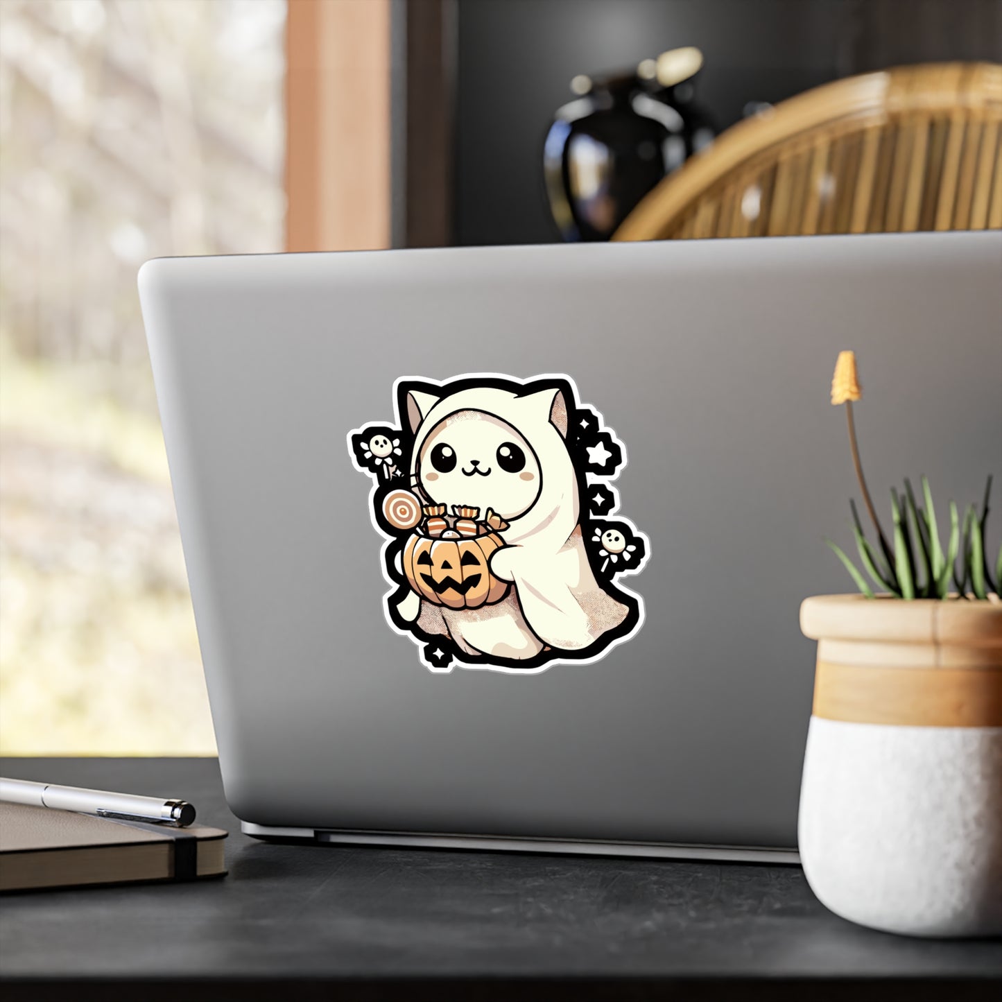 Ghost Halloween Costume Sweets - Halloween Sticker for Laptop Sticker. Water Bottle Sticker, Vinyl Ghost Decal - Halloween Gift