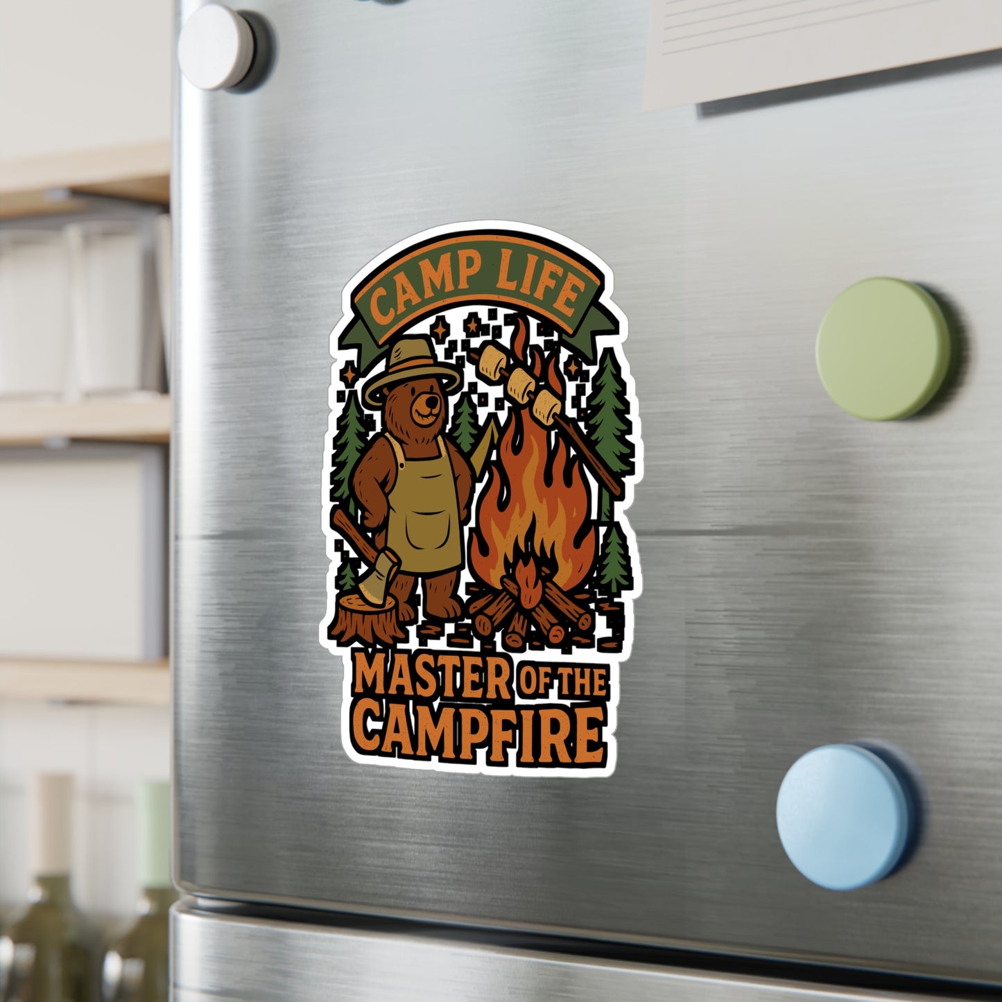 Camp Life Master Of The Campfire – Camping Sticker for Laptop, Water Bottle & Gear | Vinyl Campfire Decal, Outdoor Adventure Gift