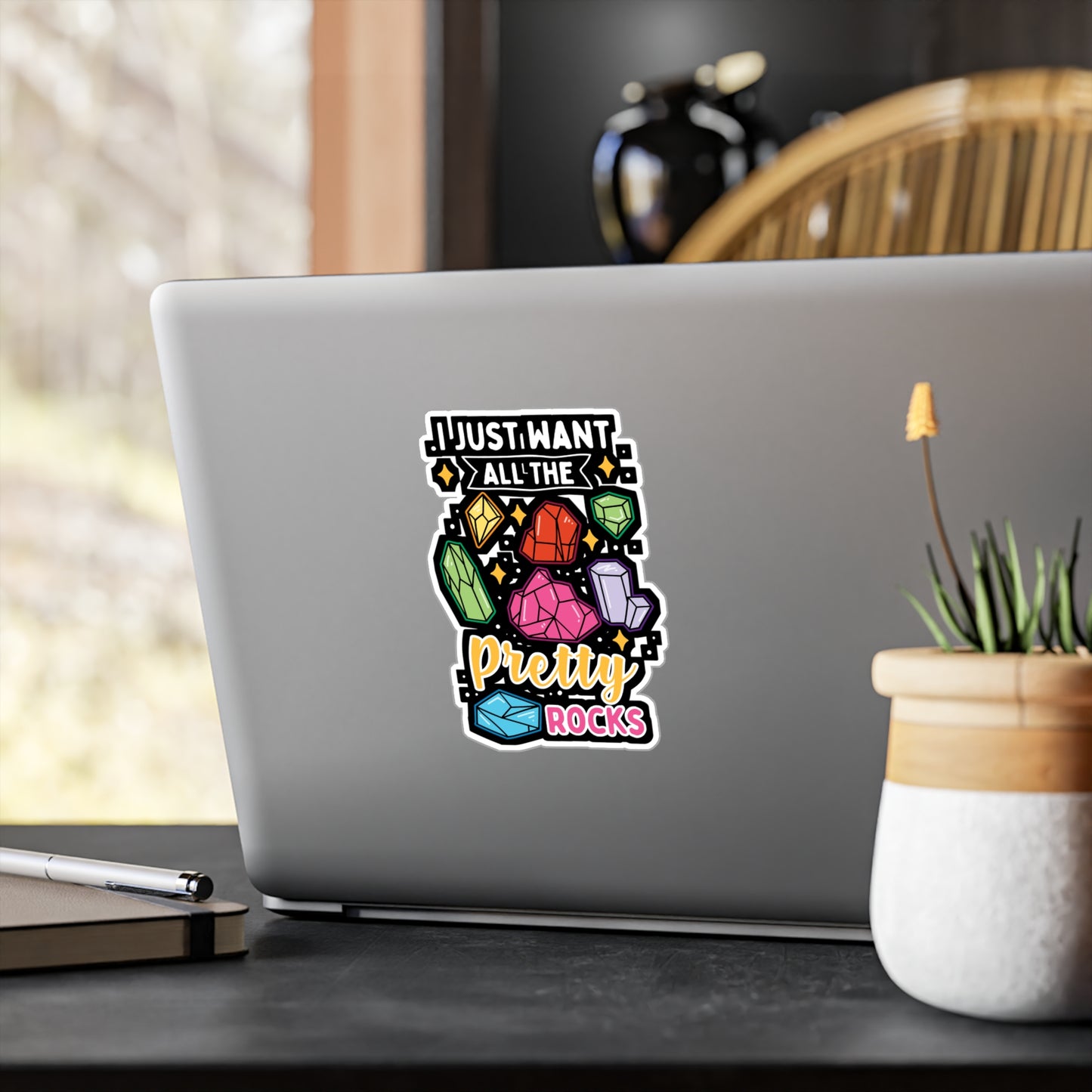 I Just Want All The Pretty Rocks - Rockhounding Sticker for Laptop Sticker. Water Bottle Sticker, Vinyl Rock-hunting Decal - Rockhounding Gift
