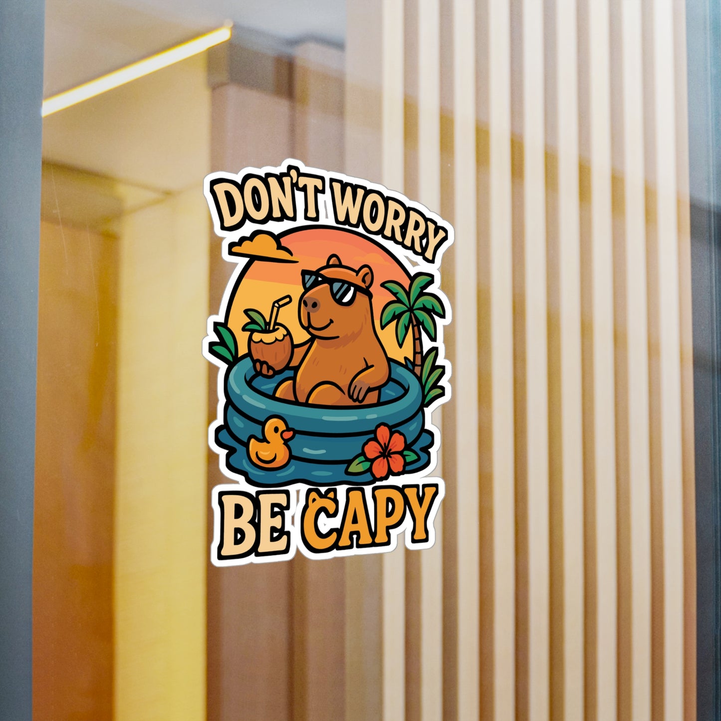Don't Worry Be Capy – Capybara Sticker for Laptop, Car Window or Water Bottle | Funny Rodent Vinyl Decal, Capy Gift Idea