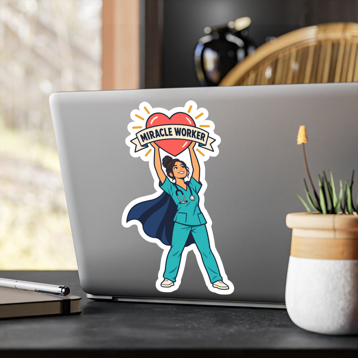 Nurse Sticker, Miracle Worker Vinyl Decals for Nursing Students, Laptop and Water Bottle