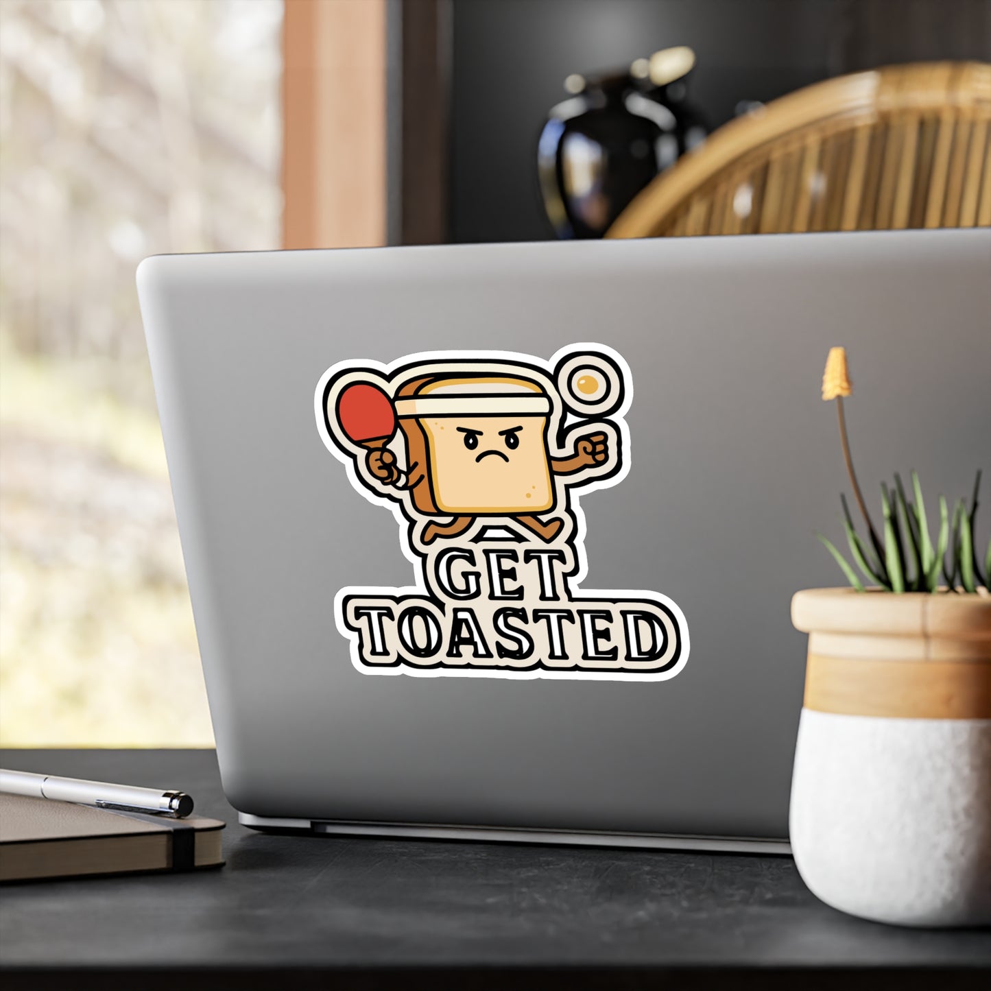 Get toasted - Table Tennis Sticker for Laptop, Water Bottle - Funny Gift for Table Tennis Players, Coaches & Fans
